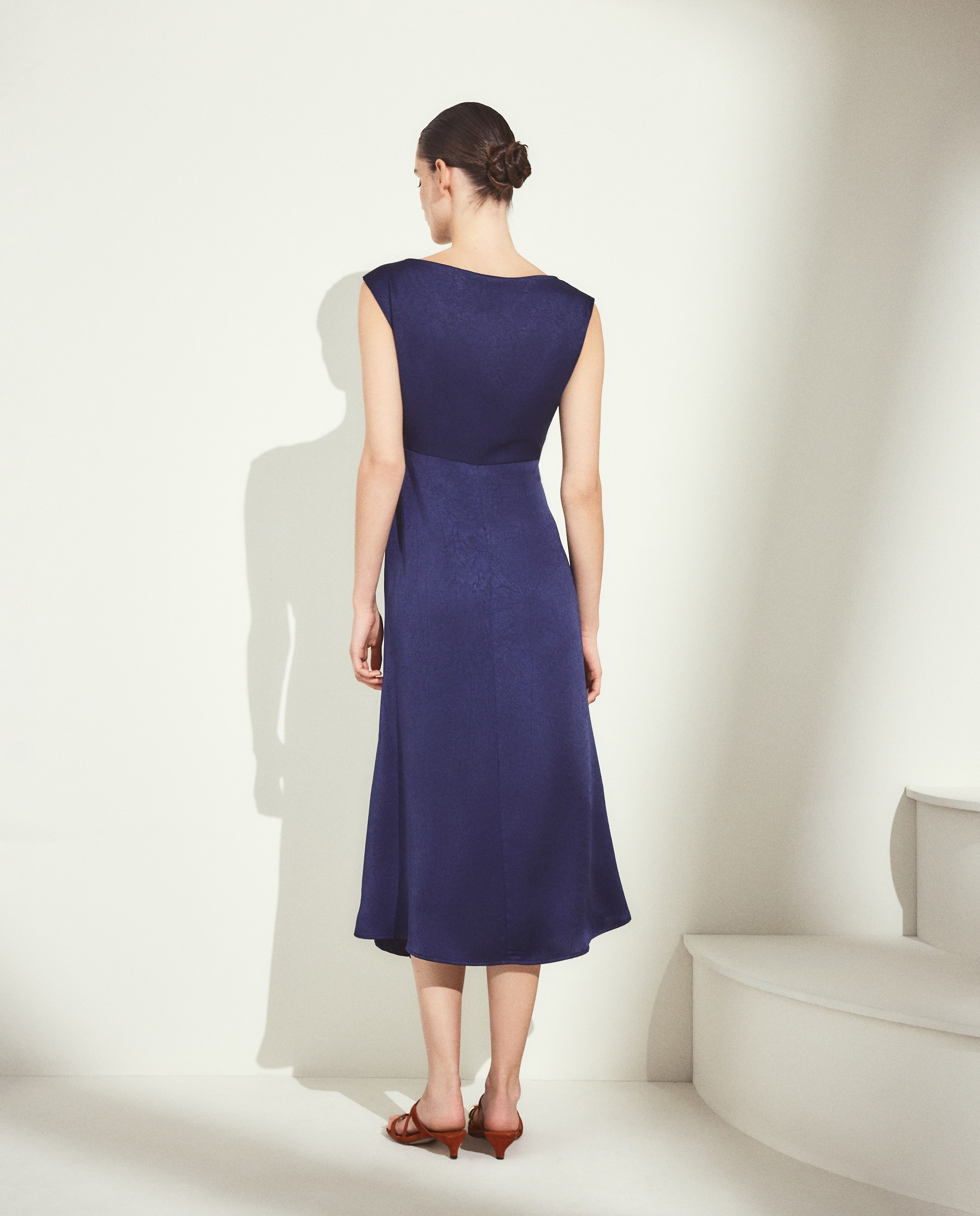 Vestido Liso sem Mangas Azul-marinho-3