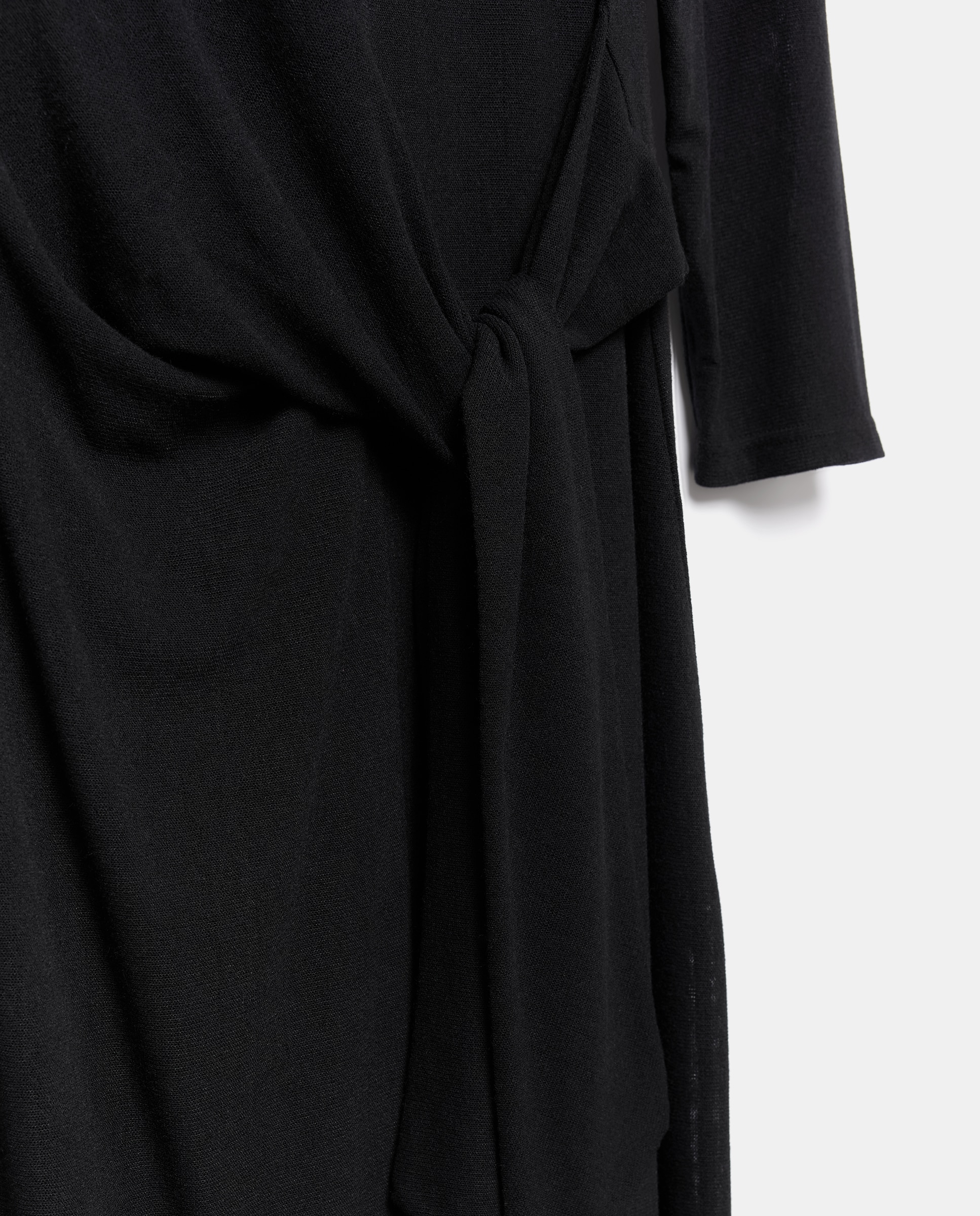Vestido midi de manga comprida Preto-6