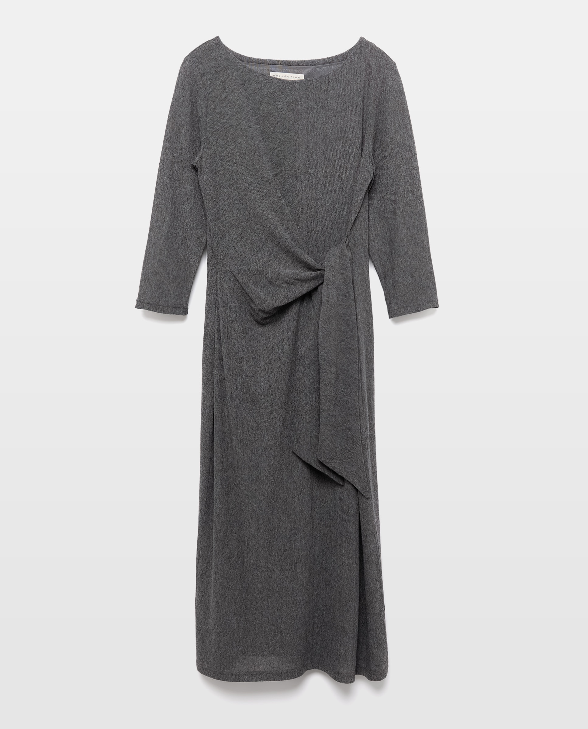 Vestido midi de manga comprida 820 Cinzento Médio-5