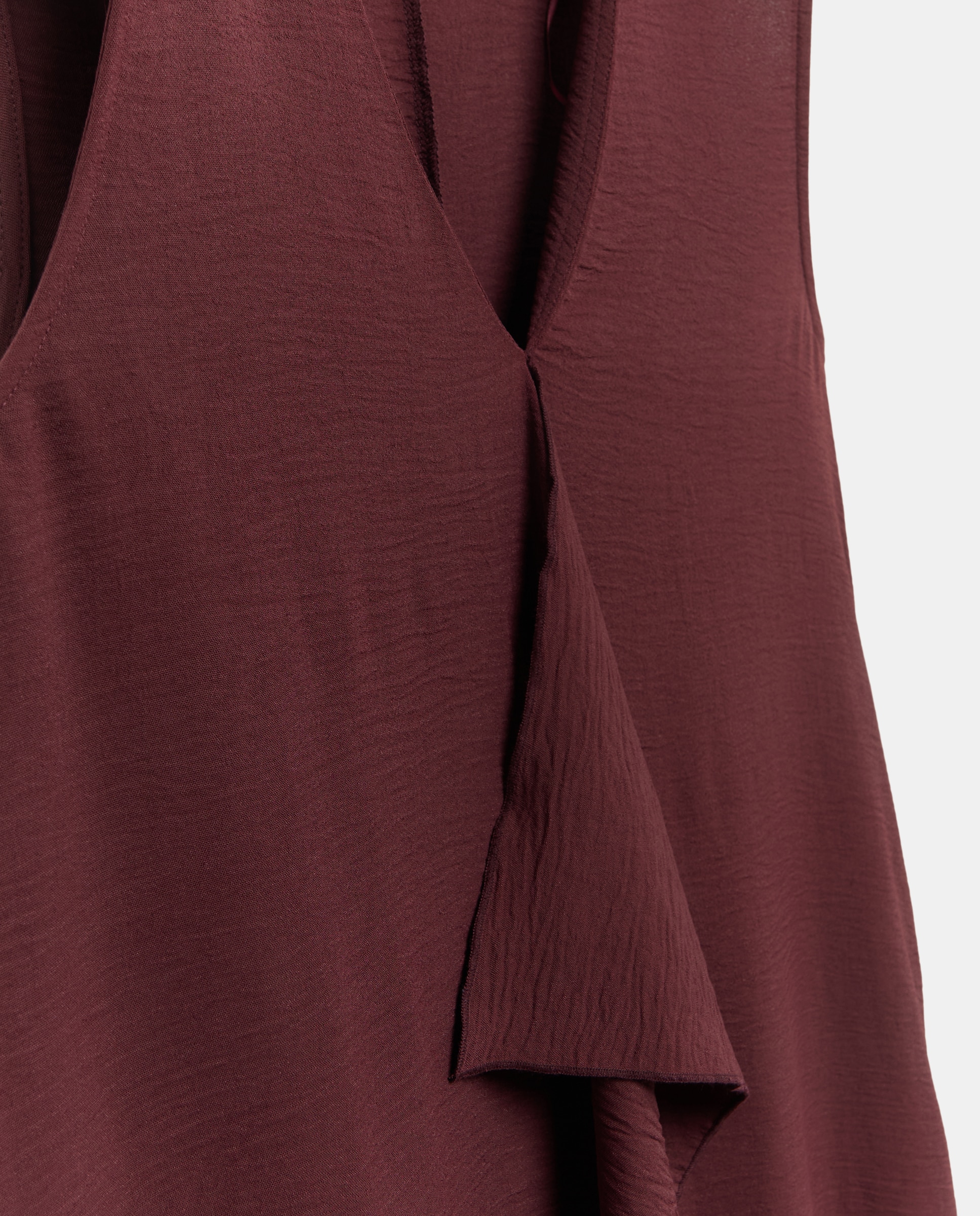 Vestido Liso sem Mangas e com Folho Central Ameixa-6