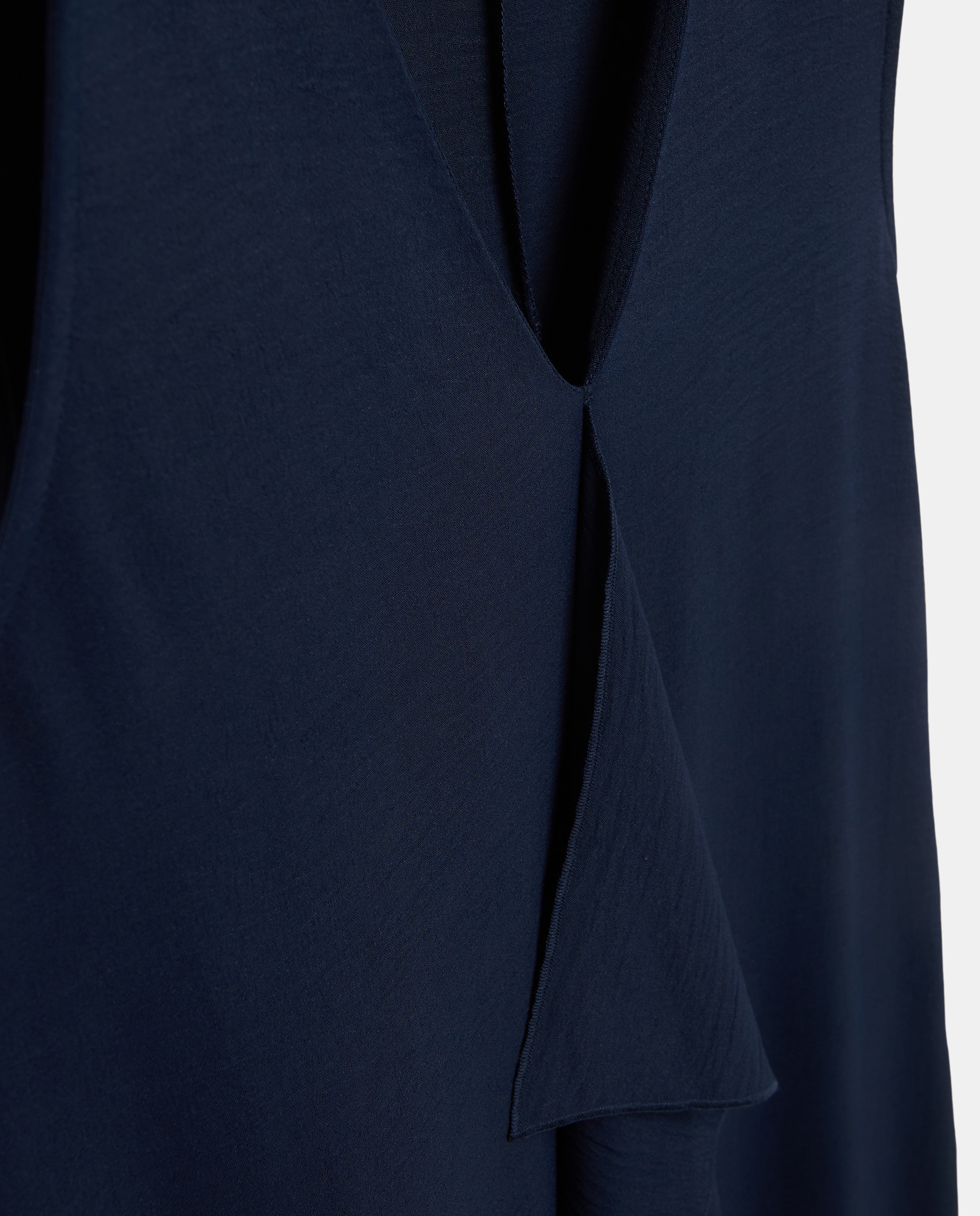 Vestido Liso sem Mangas e com Folho Central Azul-marinho-6