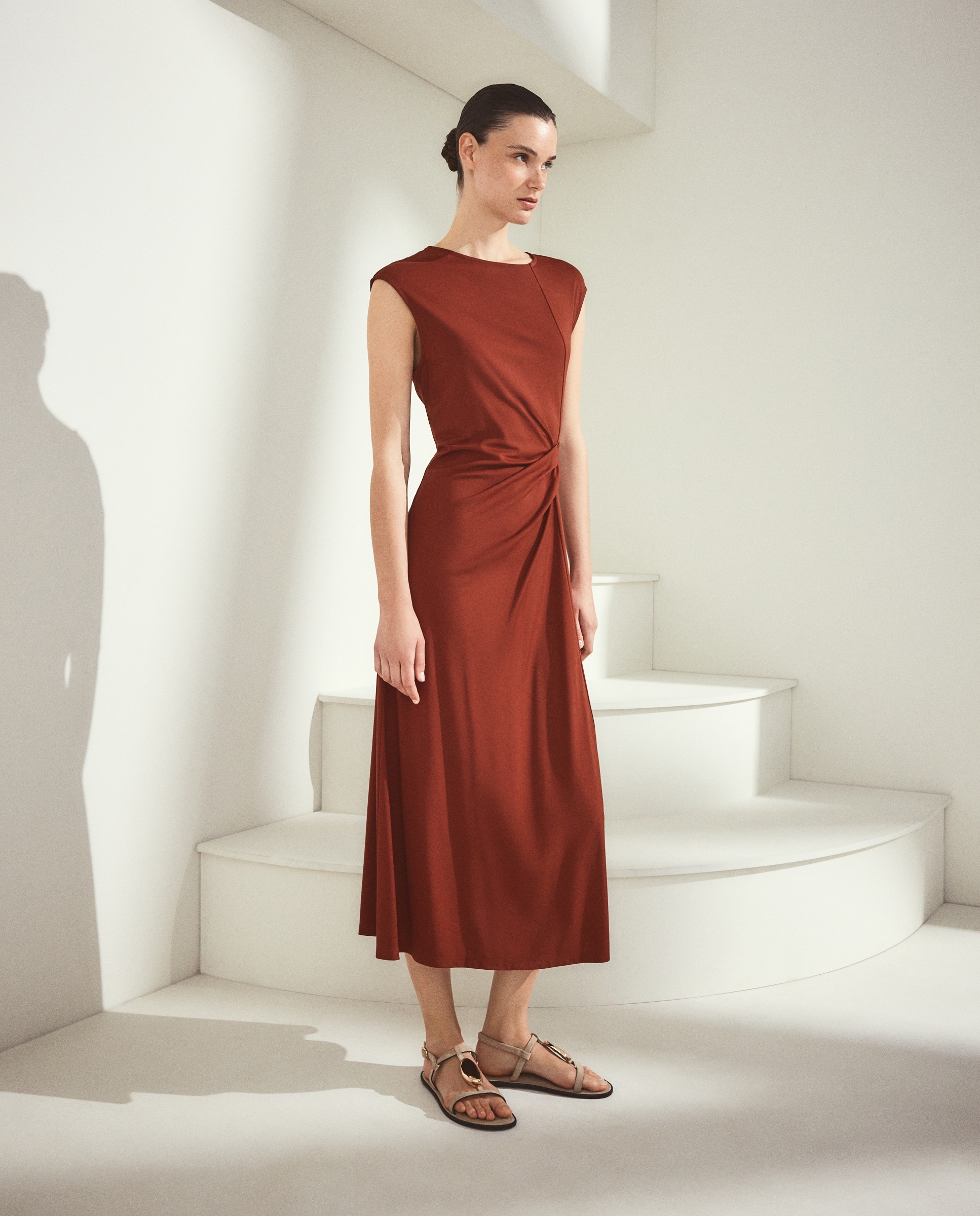 Vestido drapeado circular - Woman El Corte Inglés - 770 Terracota 770 Terracota-1