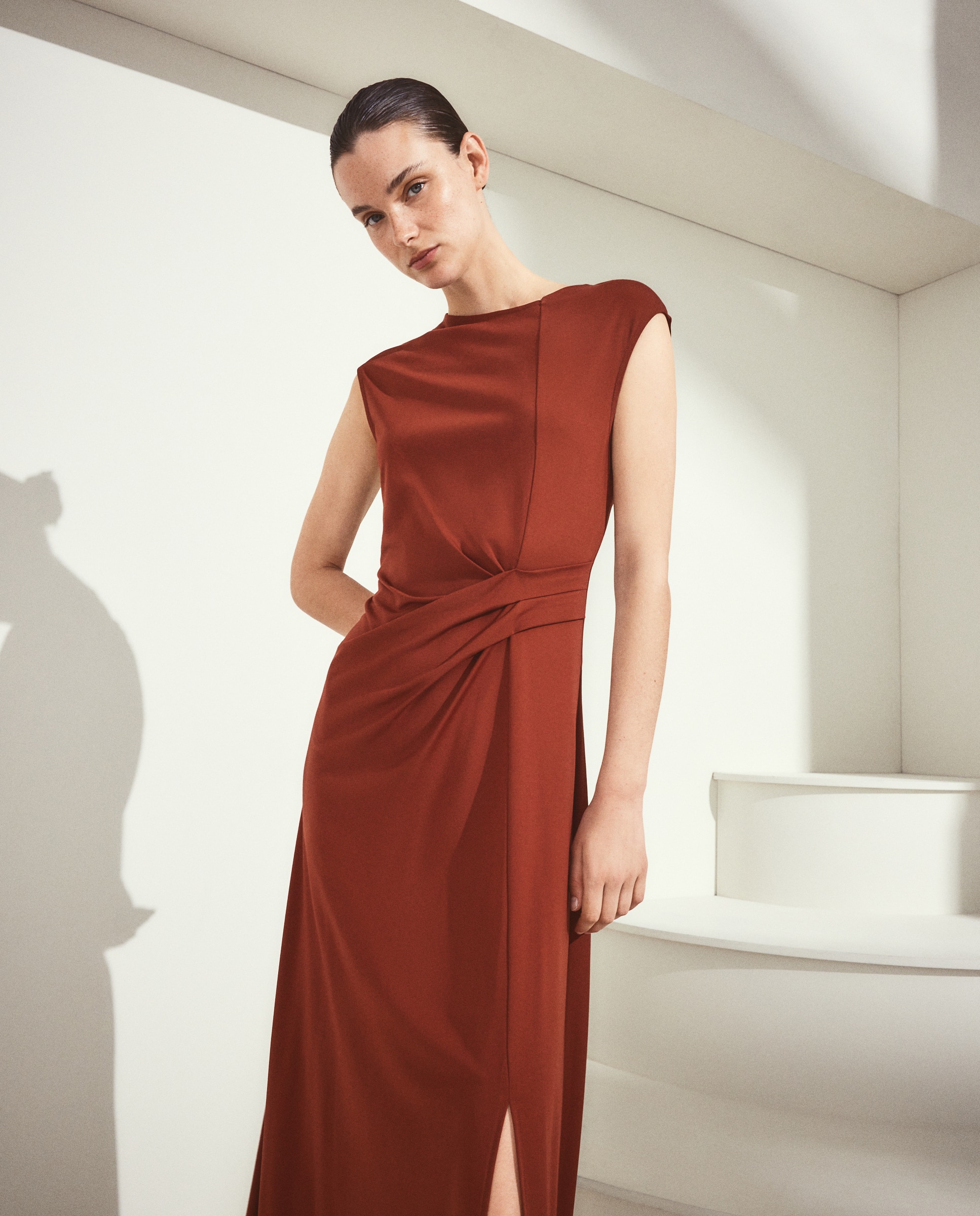 Vestido drapeado circular - Woman El Corte Inglés - 770 Terracota 770 Terracota-2