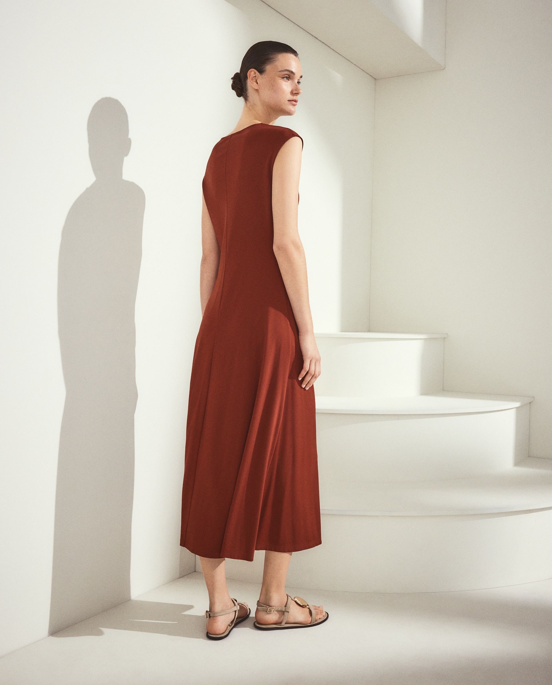 Vestido drapeado circular - Woman El Corte Inglés - 770 Terracota 770 Terracota-3