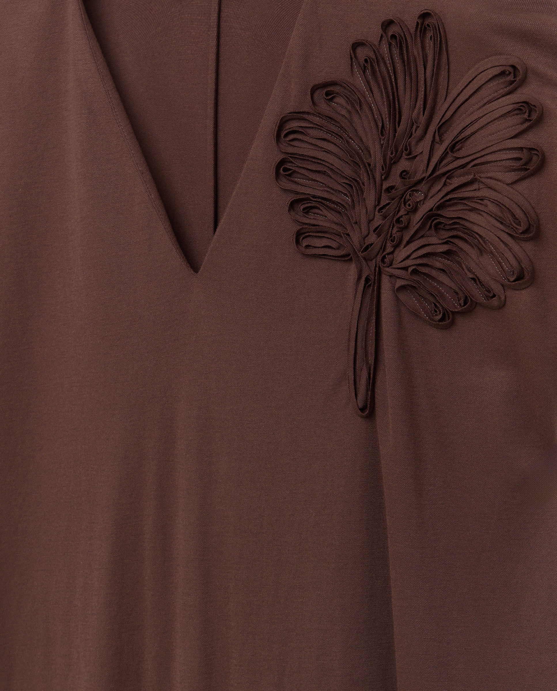 Vestido de mujer con manga corta y cuello pico. - Woman El Corte Inglés - Marrón Marrón-6