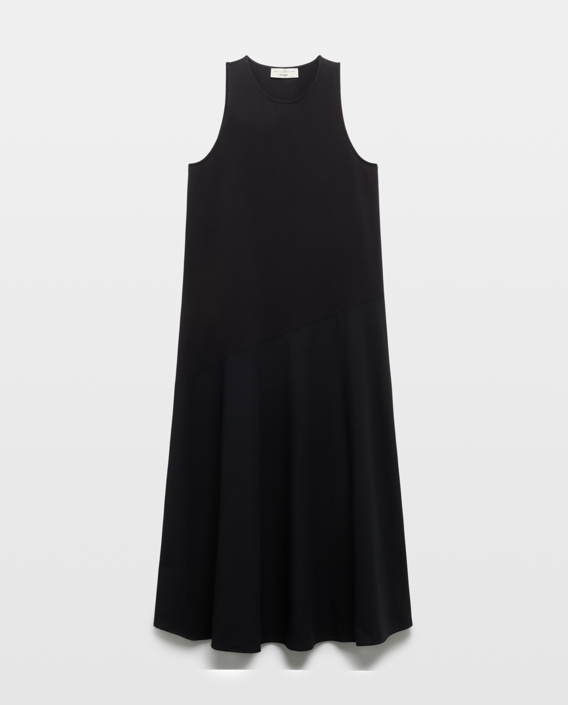 Vestido Combinado Circular Preto-5