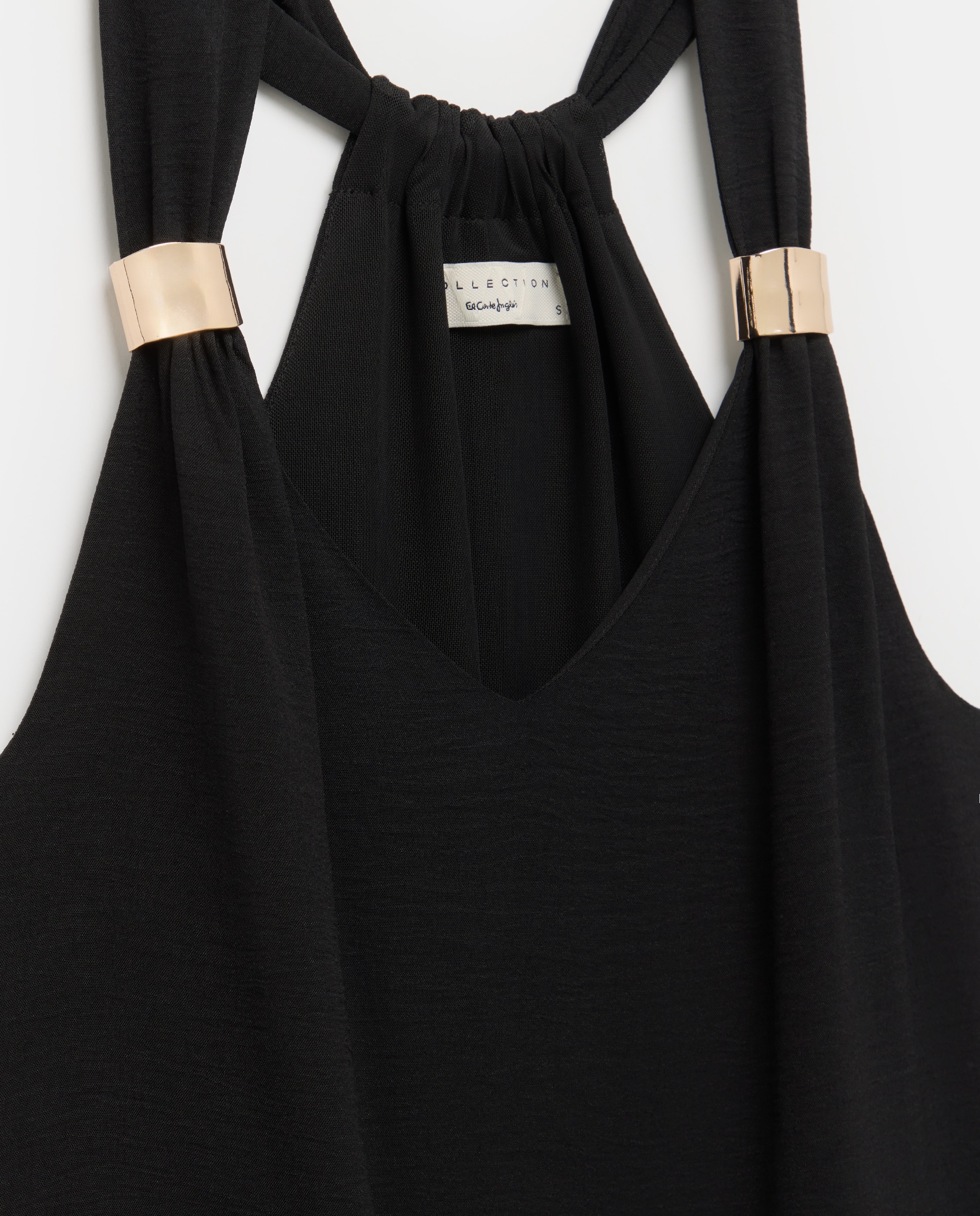 Vestido liso sem mangas Preto-5