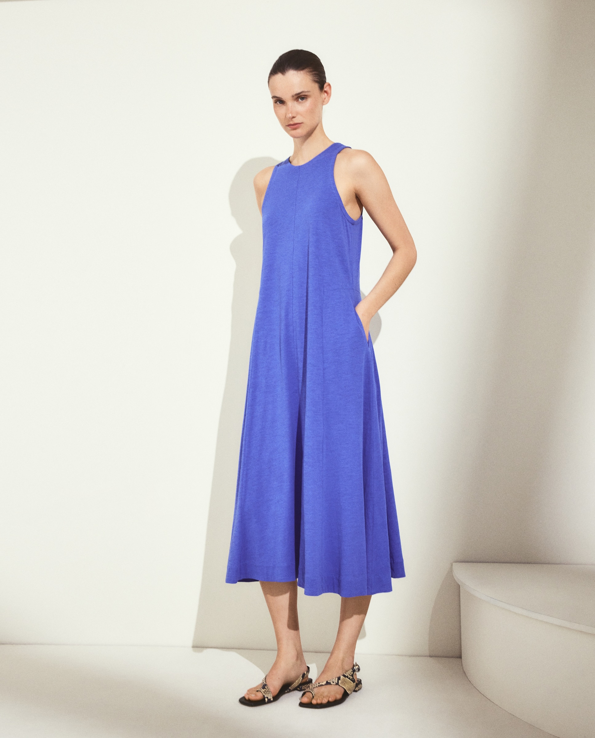 Vestido liso de manga corta - Woman El Corte Inglés - 440 Azulón 440 Azulón-1