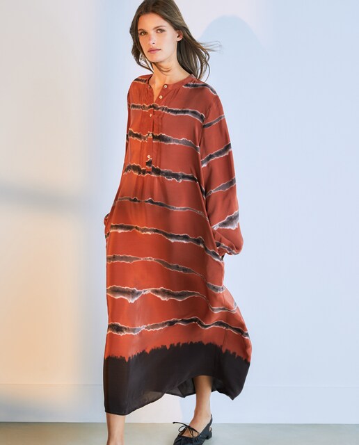 Vestido manga larga estampado tie dye