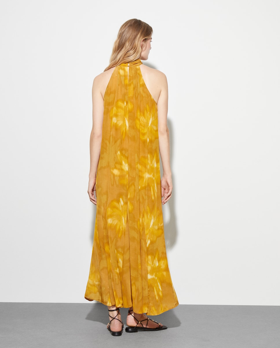 Vestido midi com manga curta Castanho-3