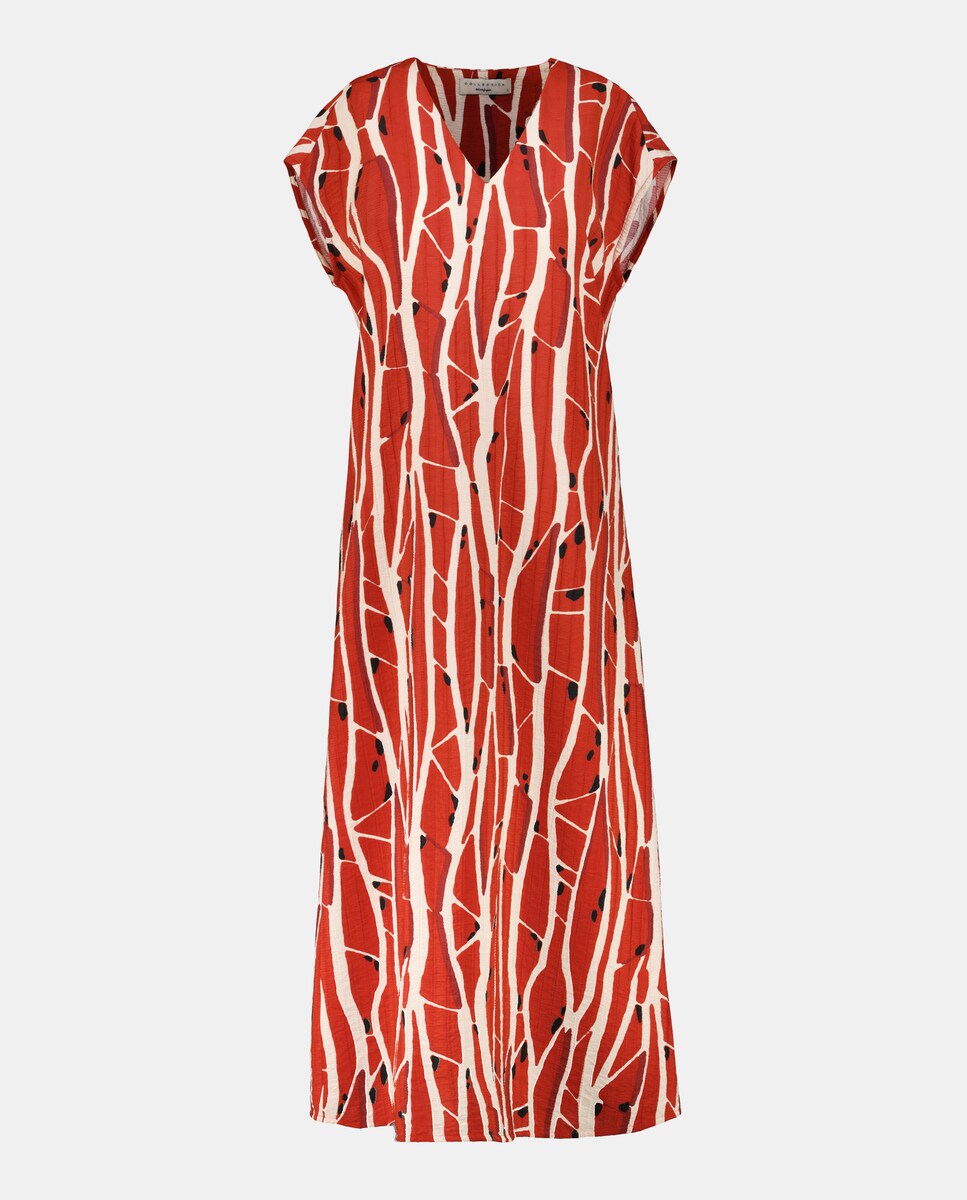 Vestido Comprido sem Mangas e com Decote em Bico Vermelho-4