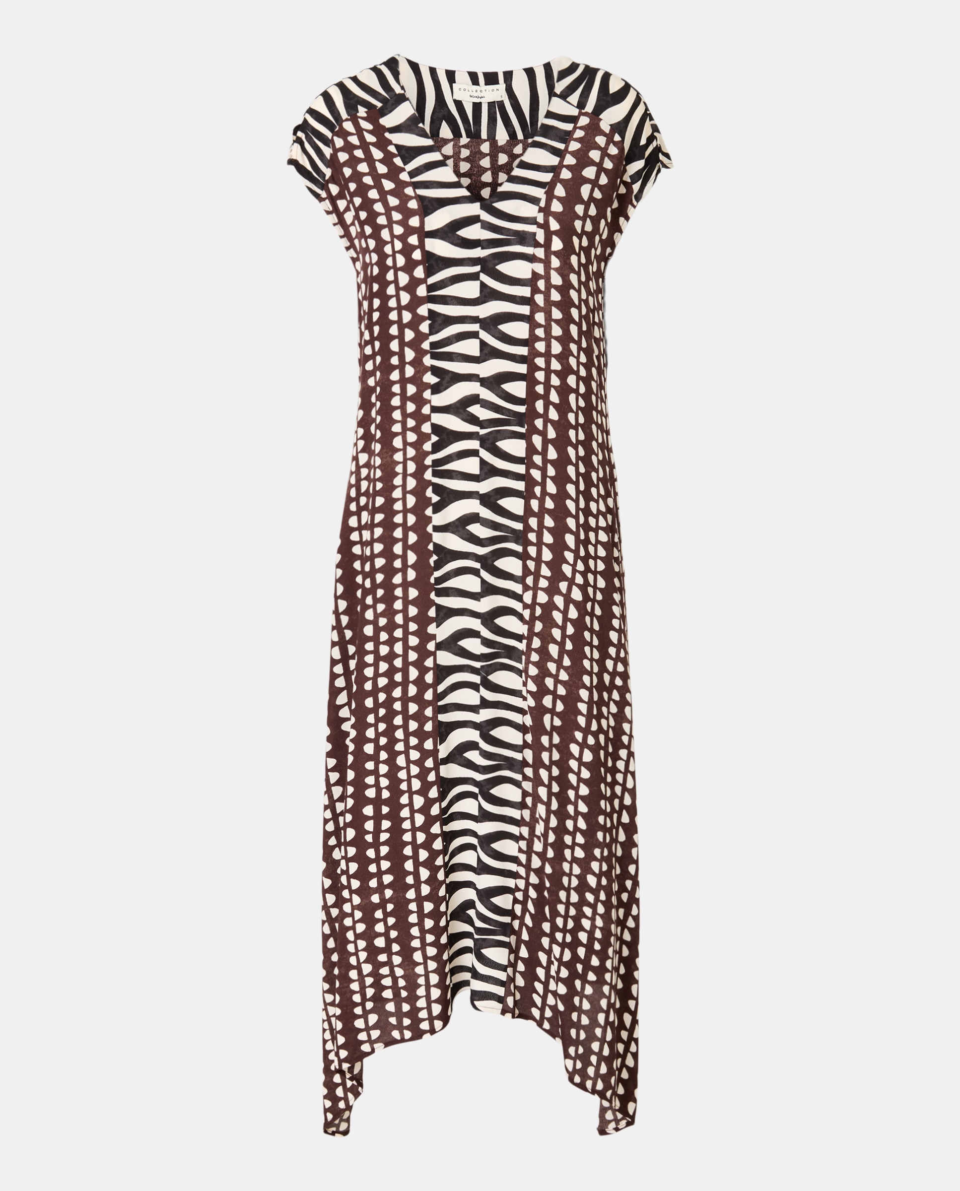 Vestido Comprido sem Mangas e com Estampado Preto-5