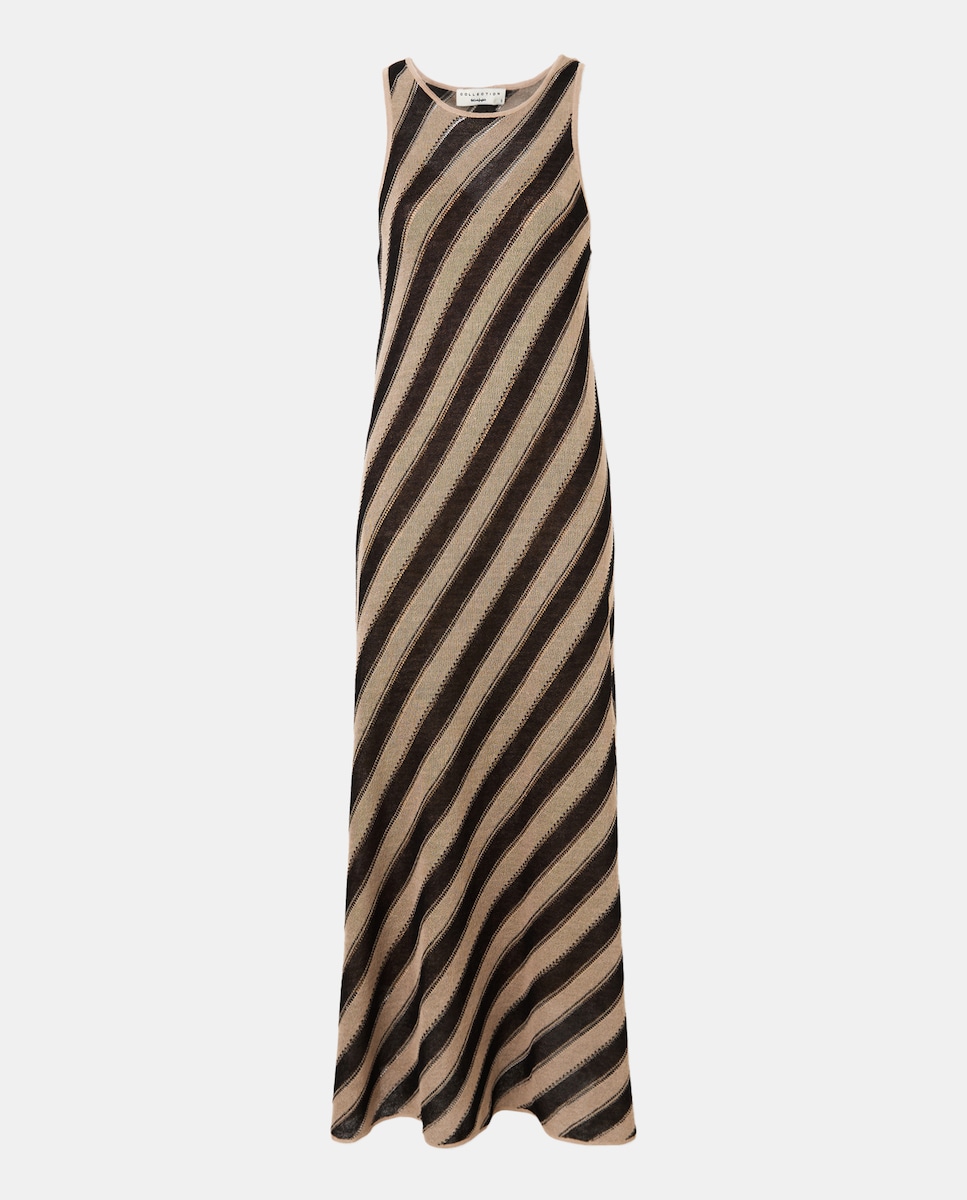 Vestido Comprido sem Mangas Castanho-4