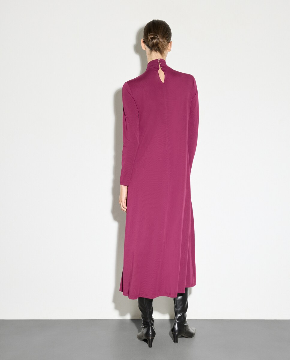 Vestido Midi de Manga Comprida Bordeaux-3