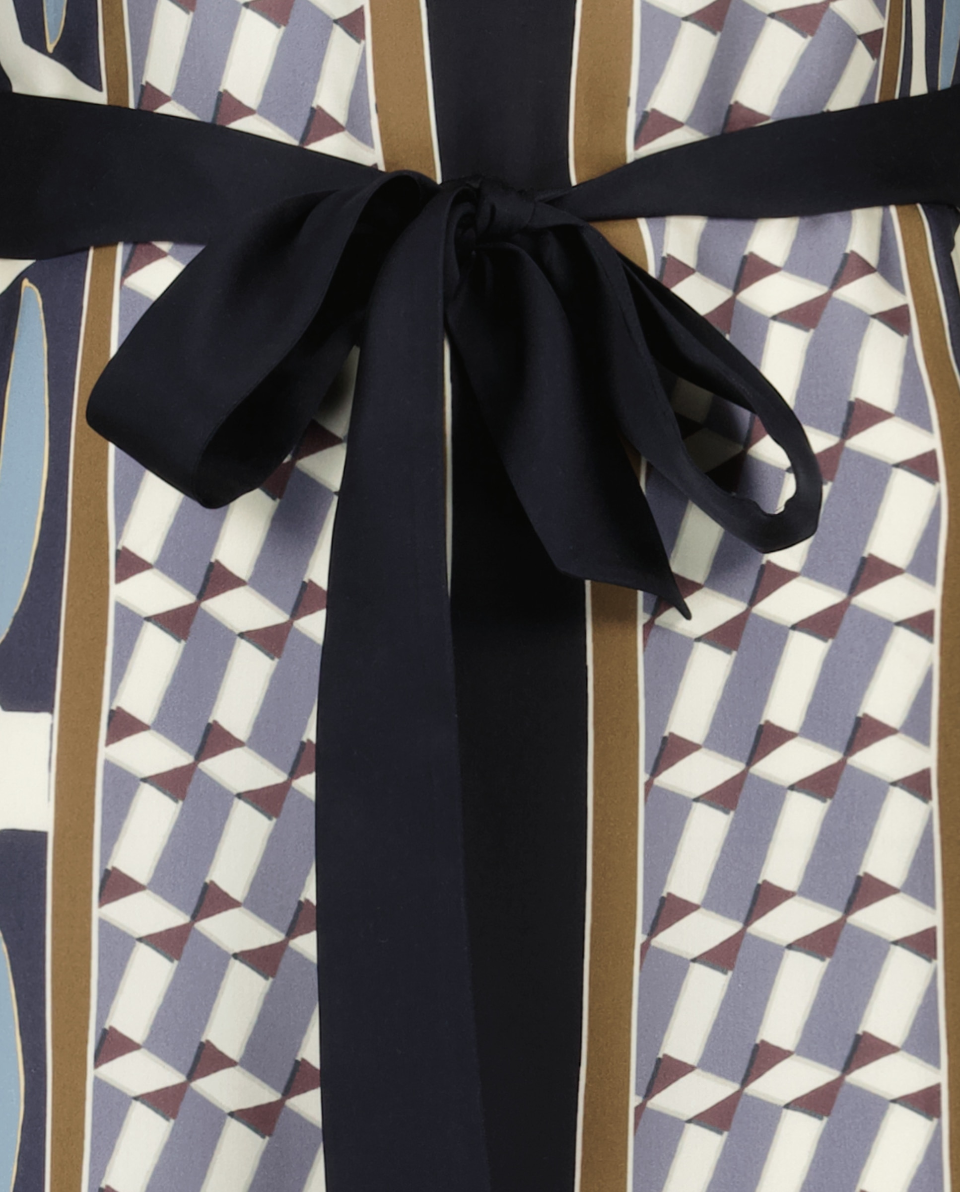 Vestido de Manga Comprida com Estampado Geométrico Preto-6