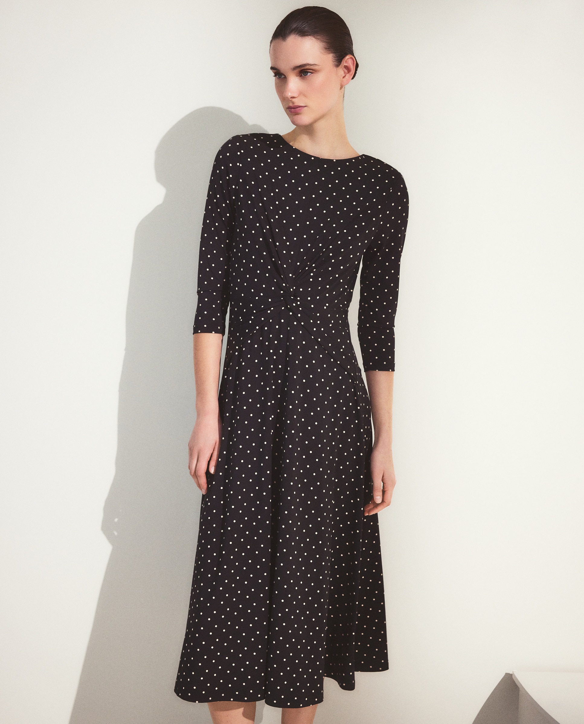 Vestido de Manga Comprida com Estampado Preto-3