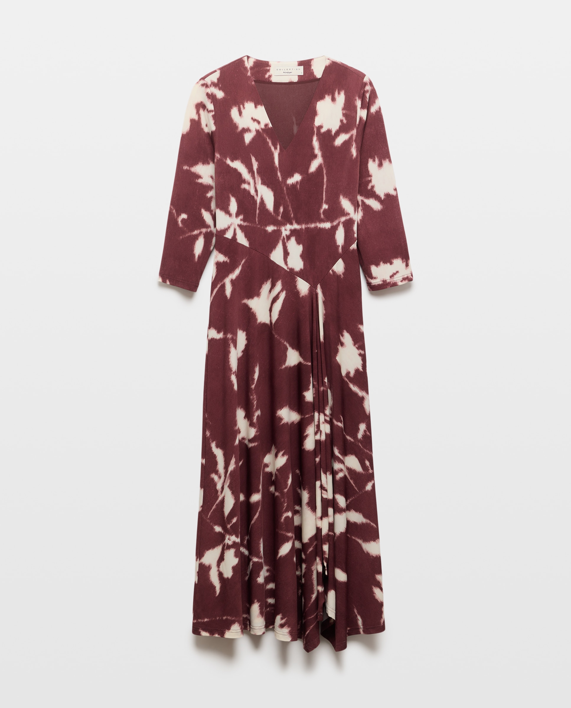 Vestido ITY Estampado com Decote em Bico e Manga Comprida Rosa-4