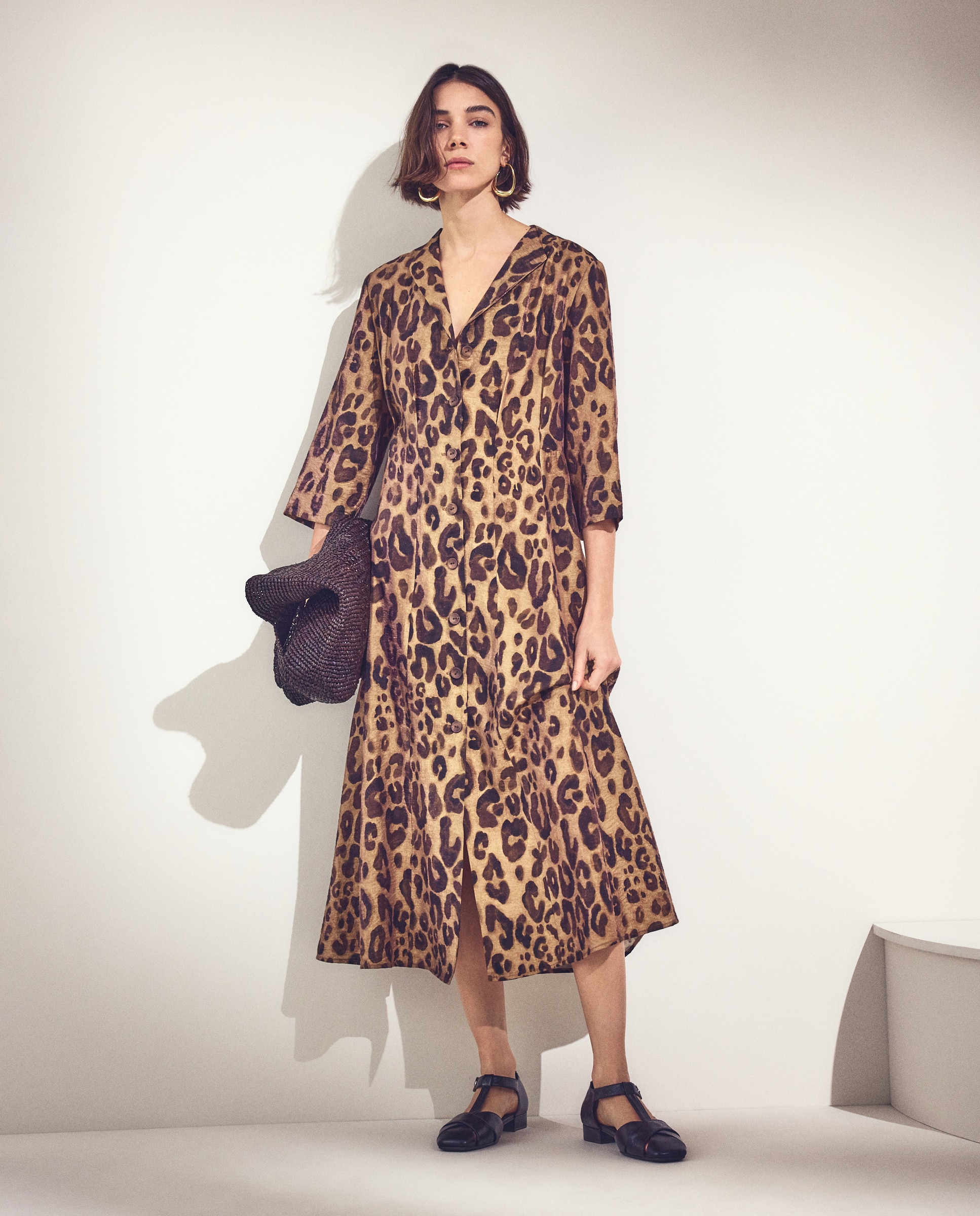 Vestido de manga larga con estampado animal print - Woman El Corte Inglés - Marrón Marrón-2