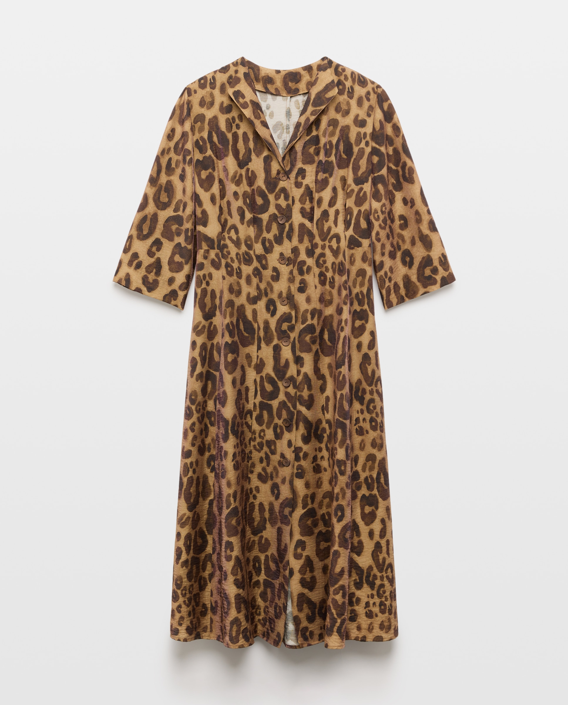 Vestido de manga larga con estampado animal print - Woman El Corte Inglés - Marrón Marrón-5