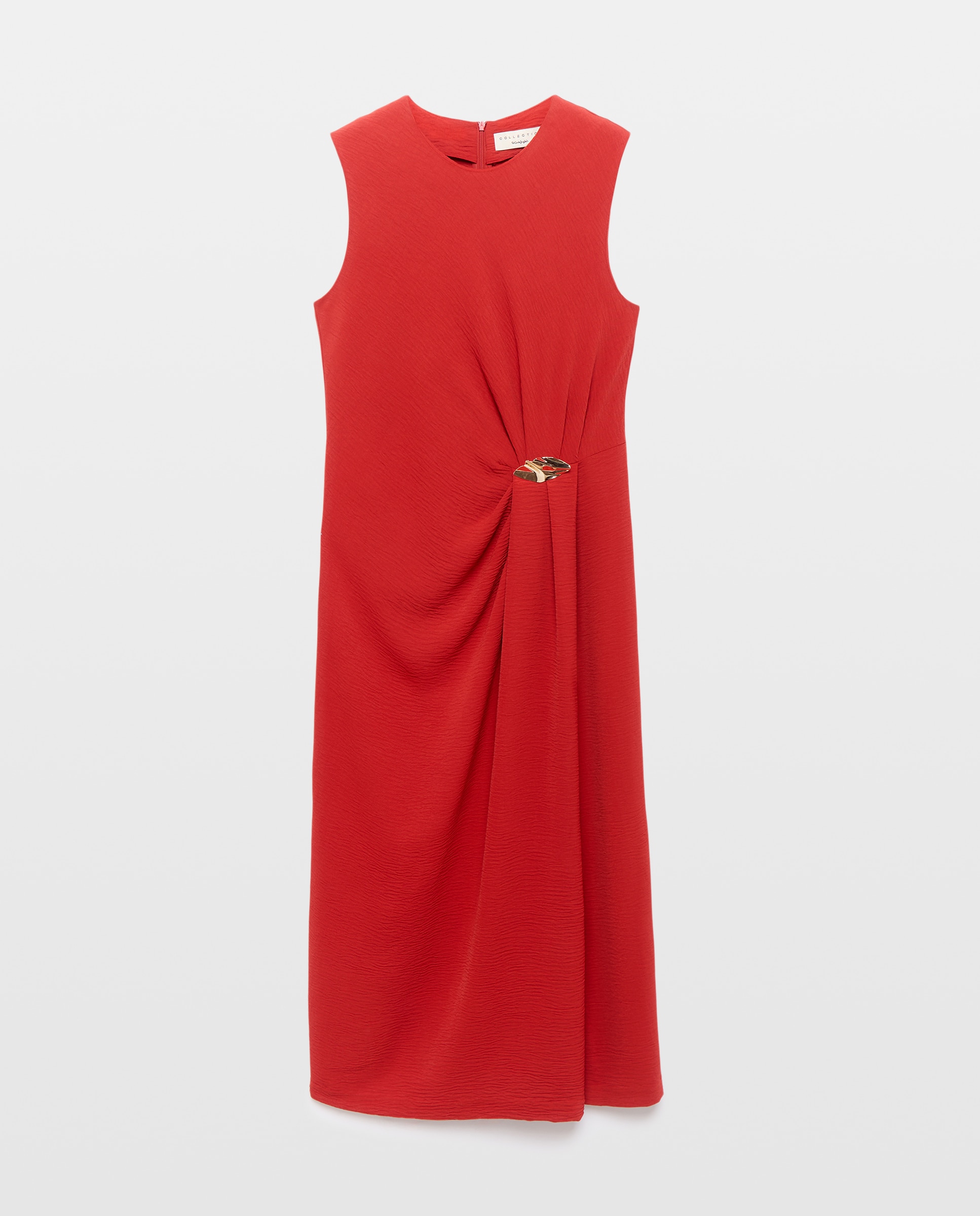 Vestido Liso sem Mangas com Fecho Metálico 600 Vermelho-4
