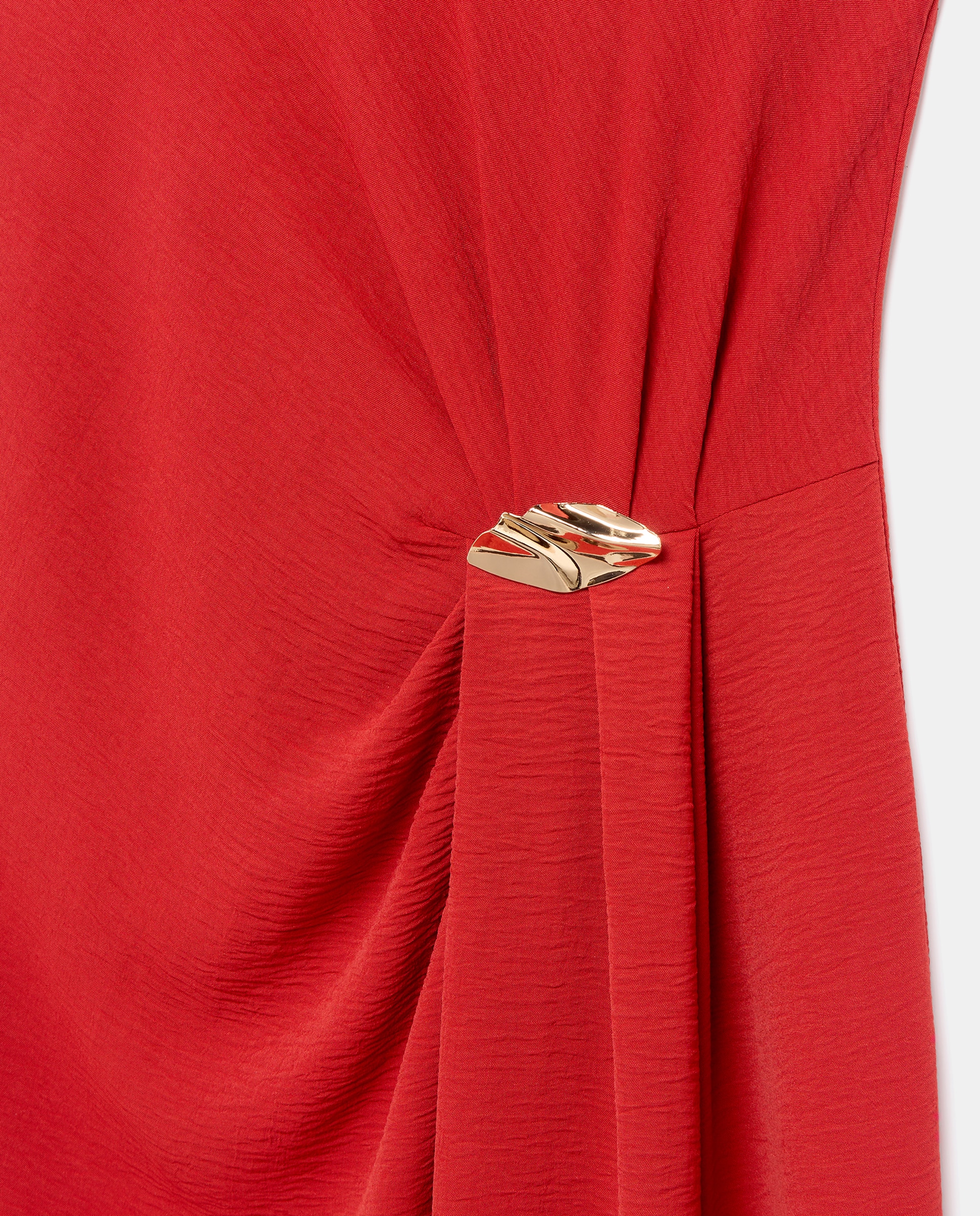 Vestido Liso sem Mangas com Fecho Metálico 600 Vermelho-5