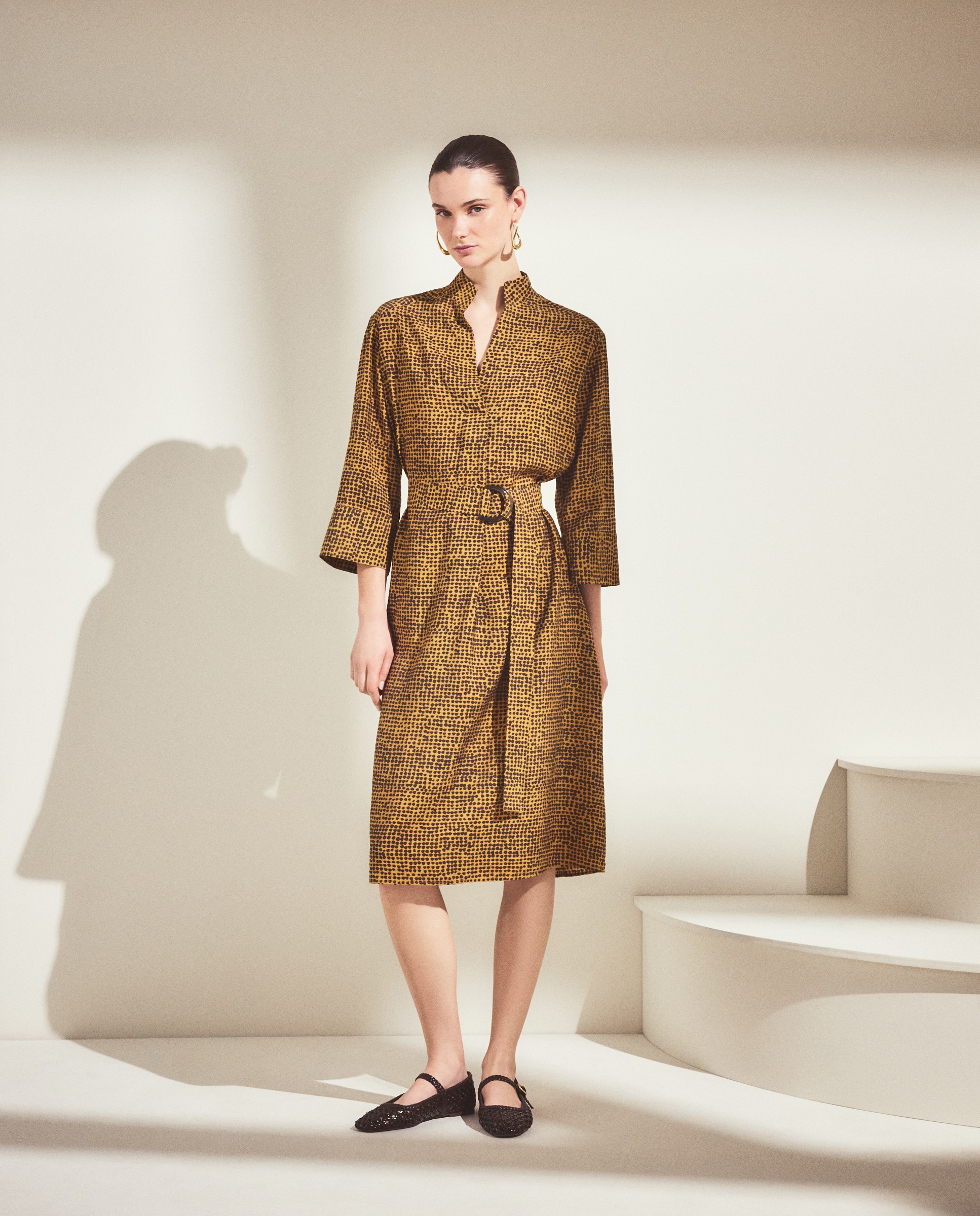 Imagem 0 de Vestido Safari com Estampado de Folhas