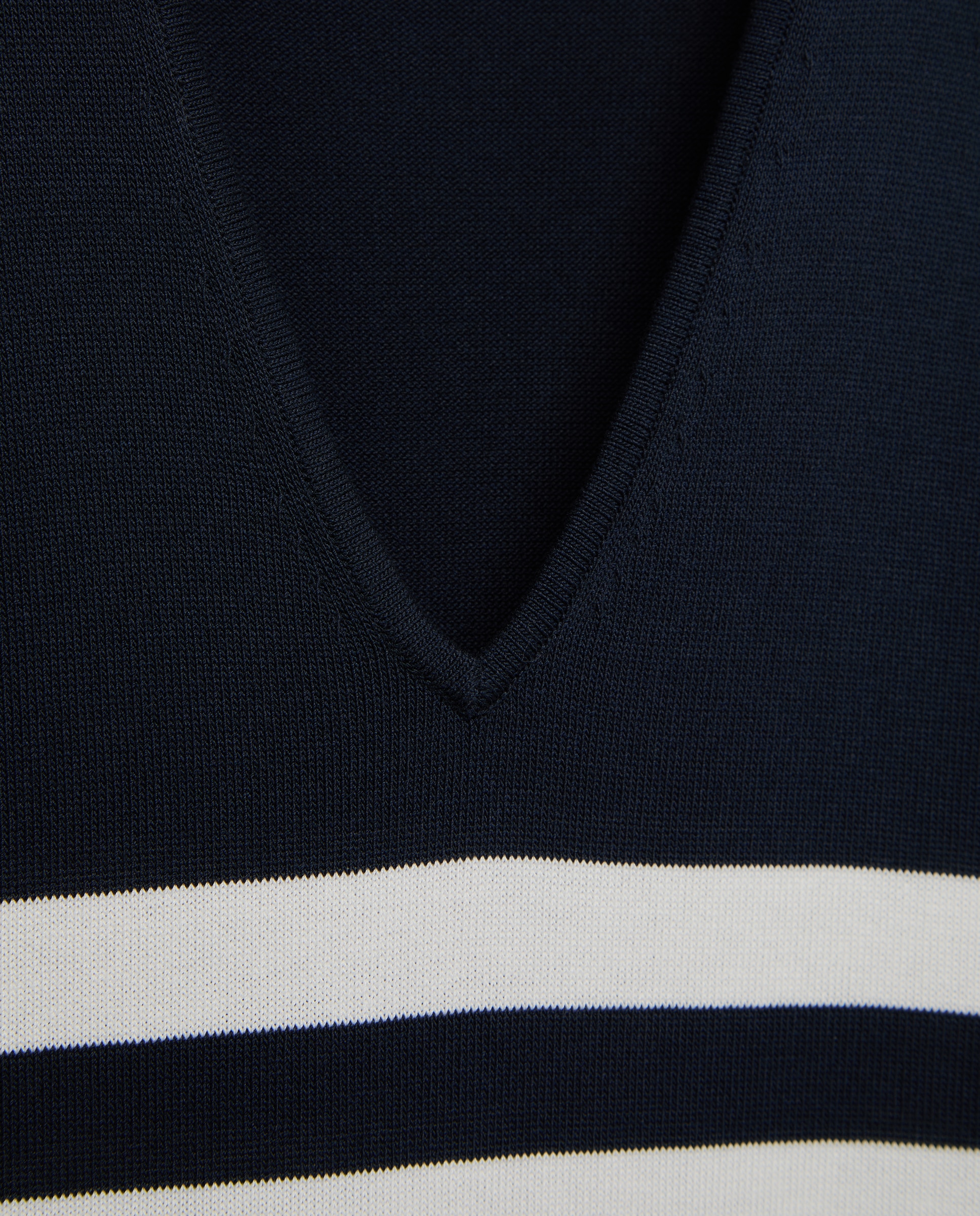 Vestido sem Mangas com Decote em Bico e Riscas de Tricot Azul-5