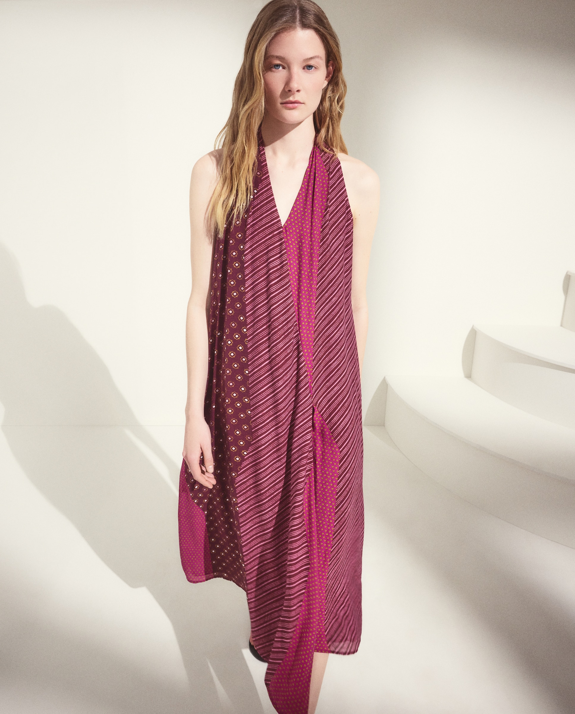 Vestido midi sin mangas estampado - Woman El Corte Inglés - Verde Rosa-2