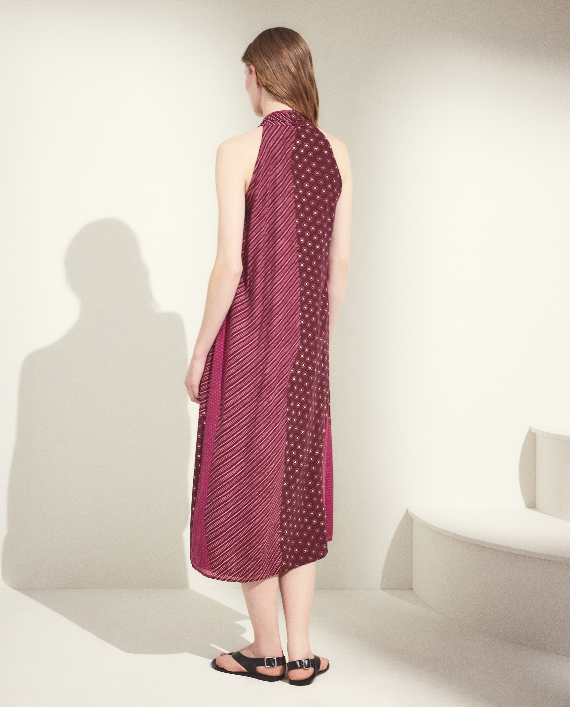 Vestido midi sin mangas estampado - Woman El Corte Inglés - Verde Rosa-3