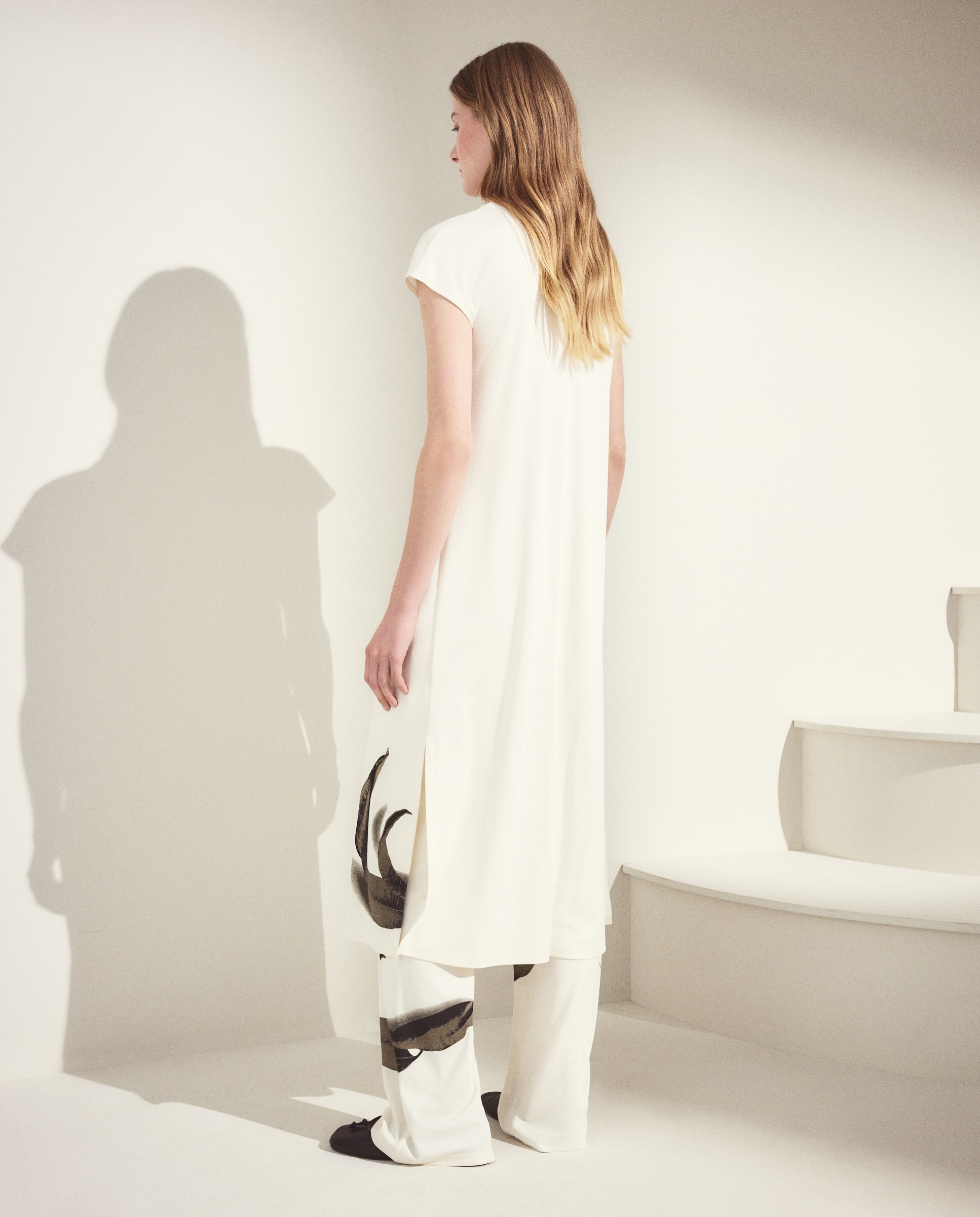 Vestido com Estampado Posicional Cru-3
