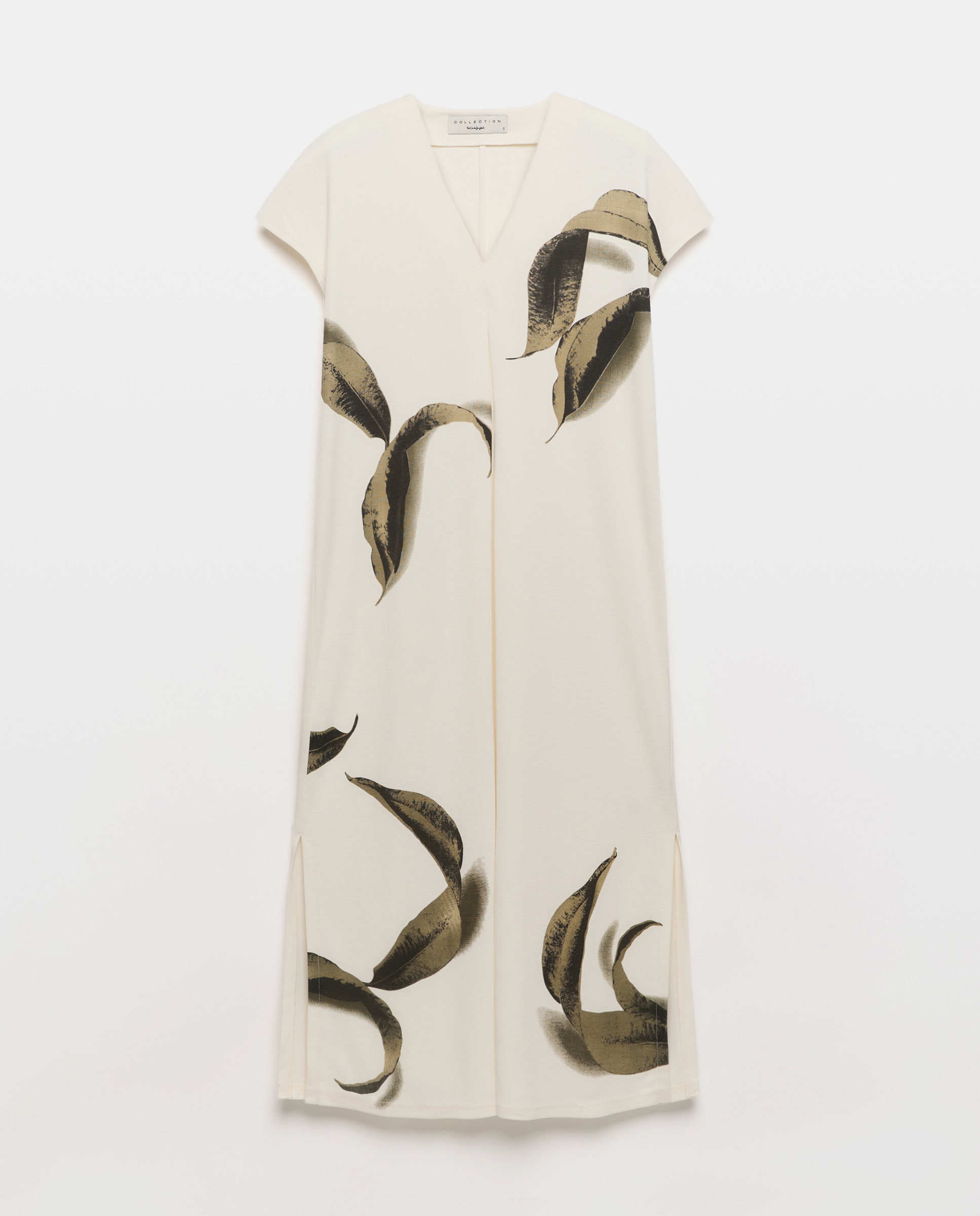 Vestido com Estampado Posicional Cru-4