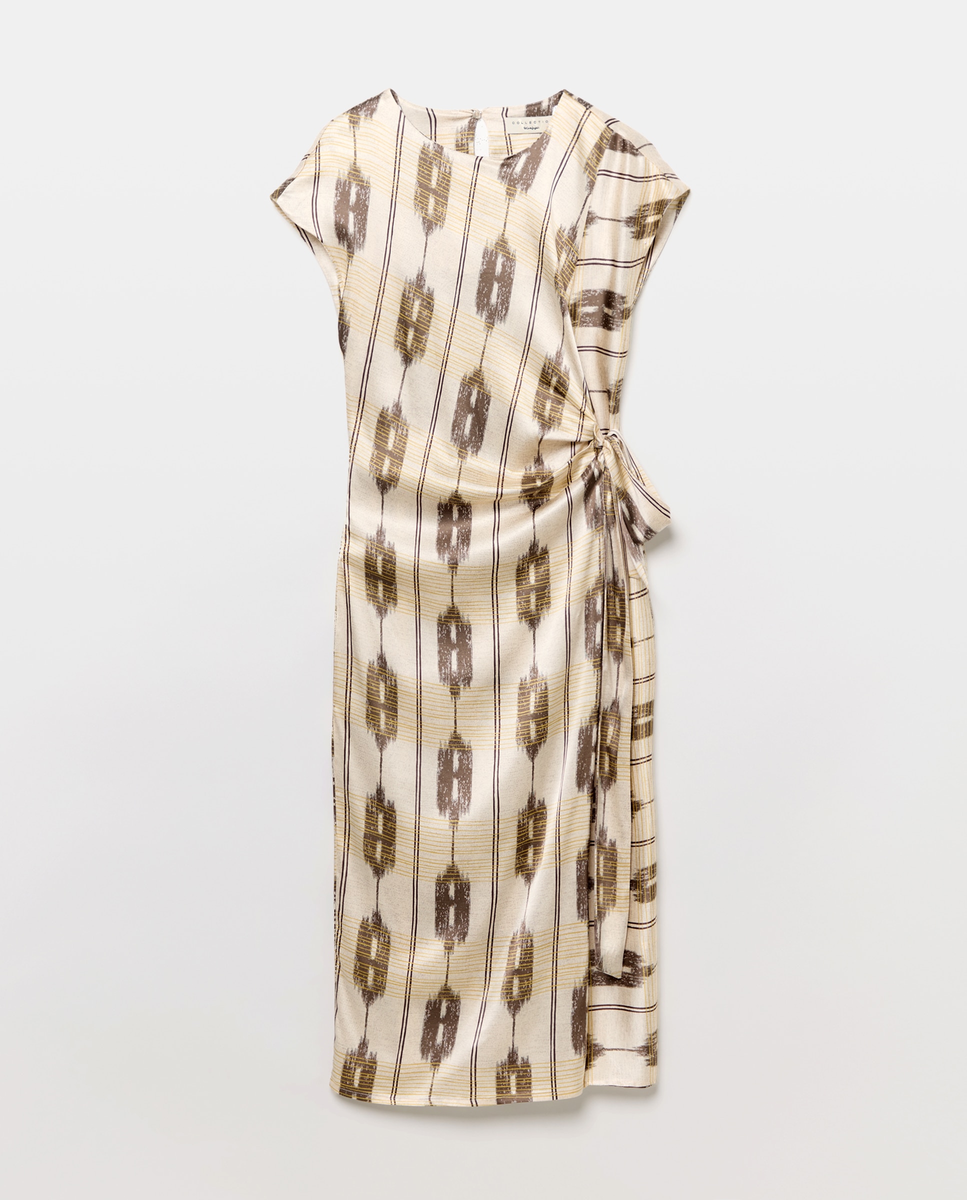 Vestido sem Mangas com Decote Redondo e Nó Lateral Branco-6