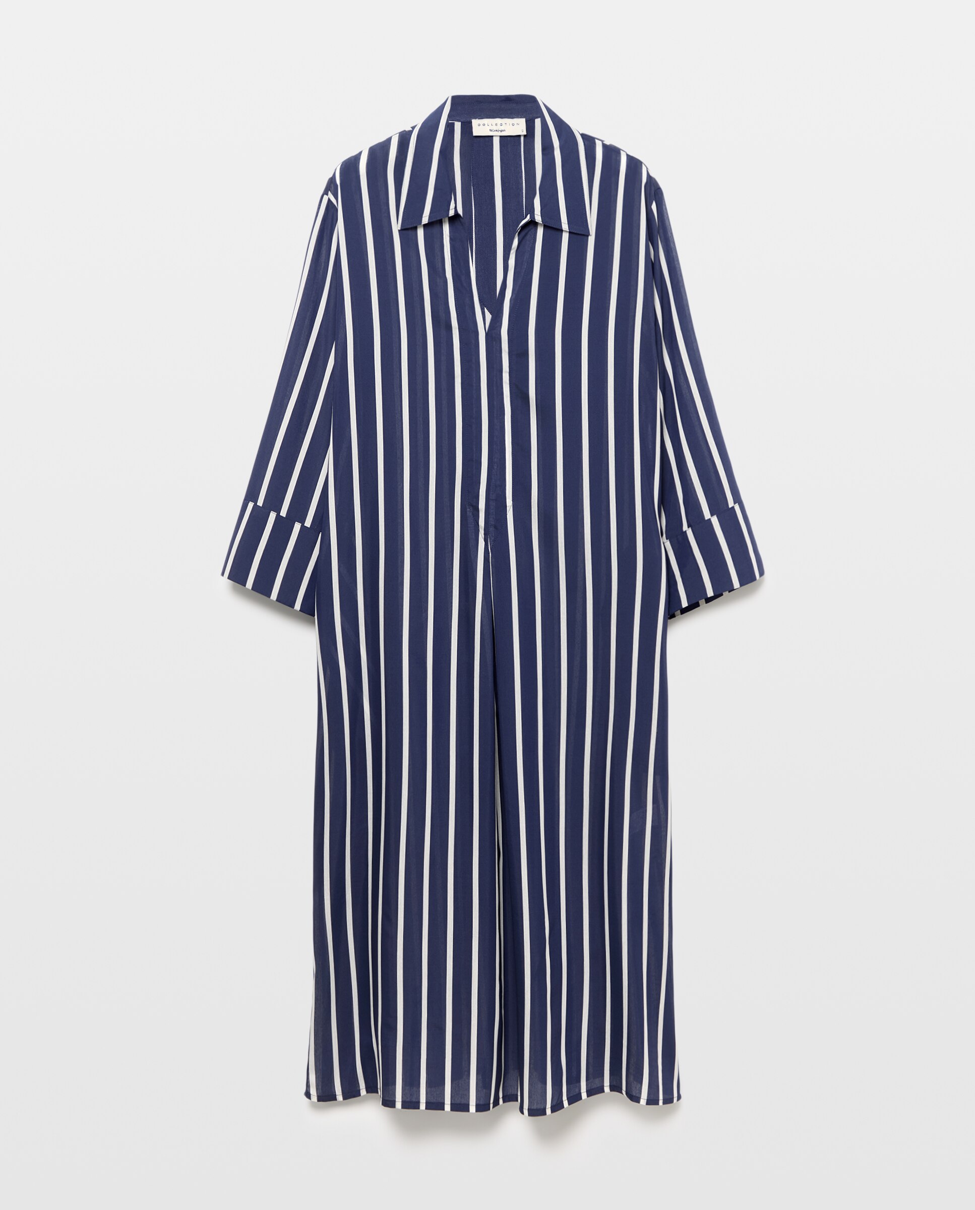 Vestido de Viscose com Manga Comprida e Estampado Azul-escuro-5