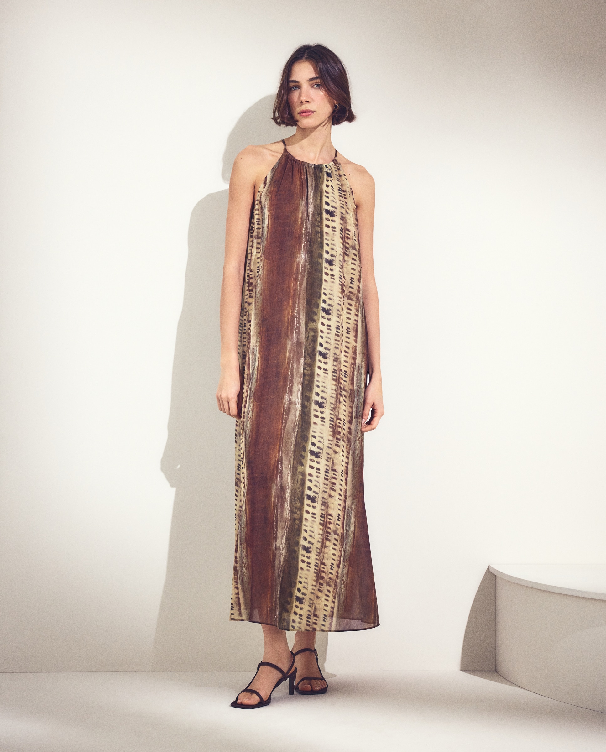 Vestido de tirantes para mujer con estampado safari Verde