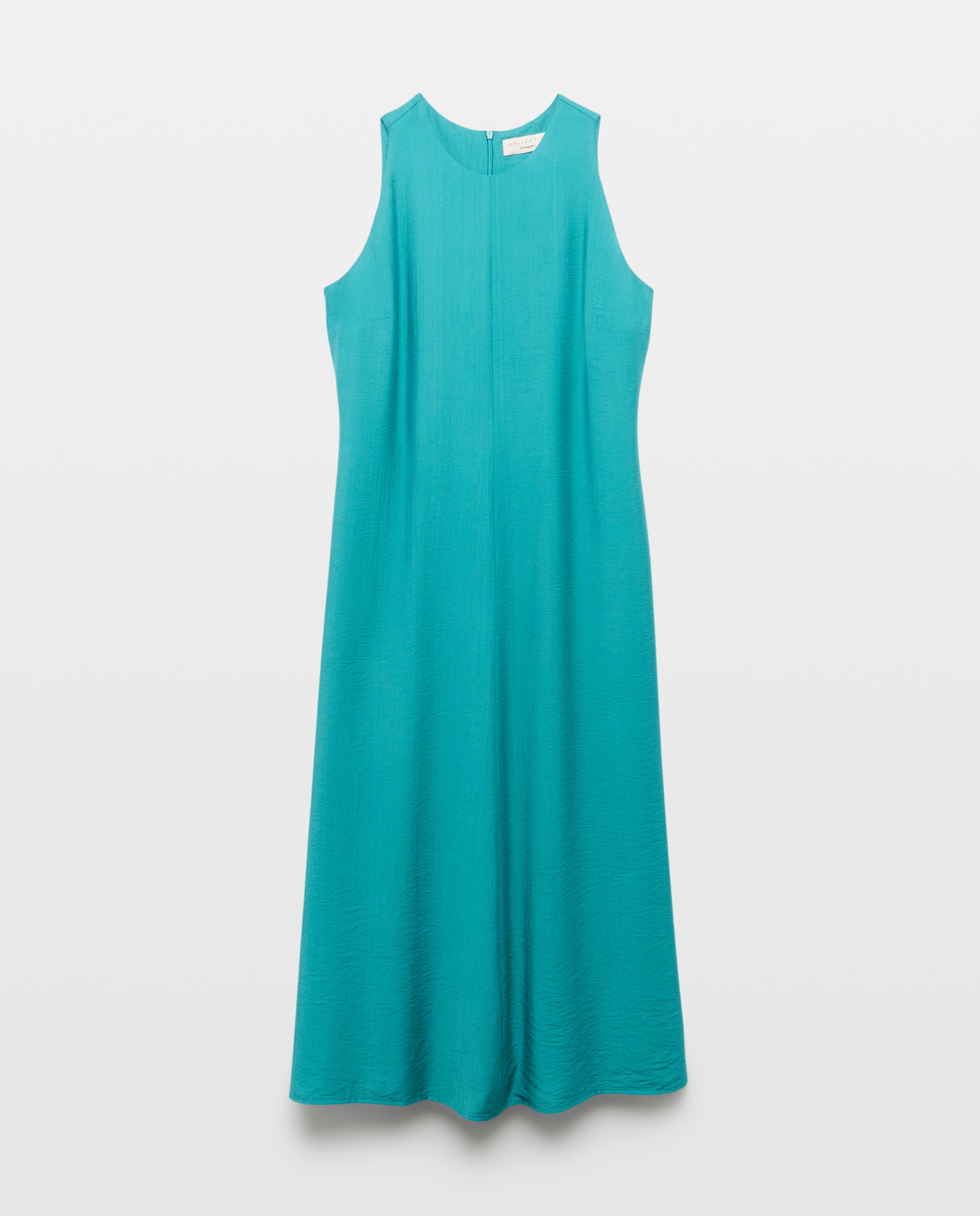 Vestido Midi sem Mangas e com Decote Redondo 450 Turquesa-4