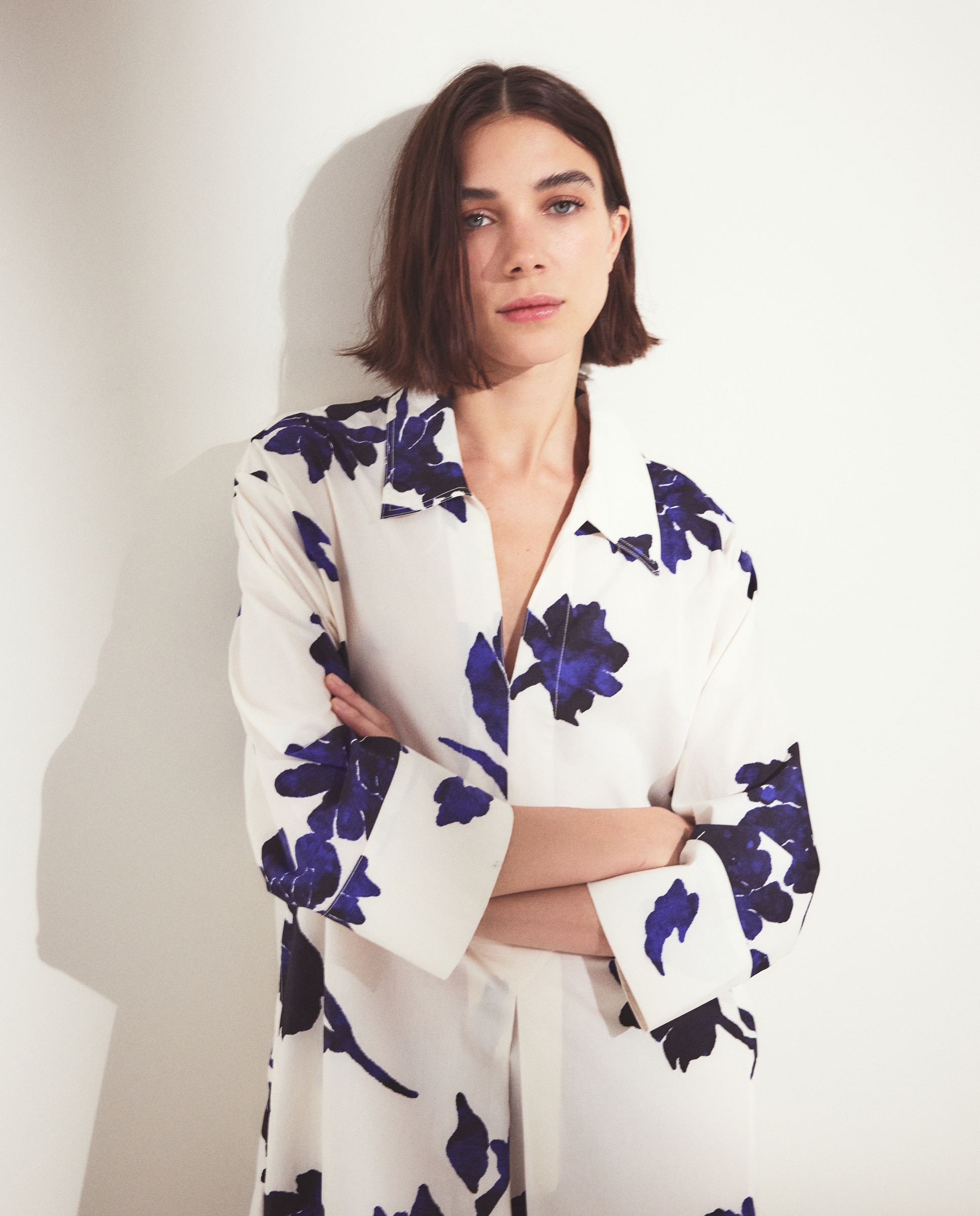 Imagen 3 de Vestido manga larga viscosa estampado - Woman El Corte Inglés - Azul marino Blanco