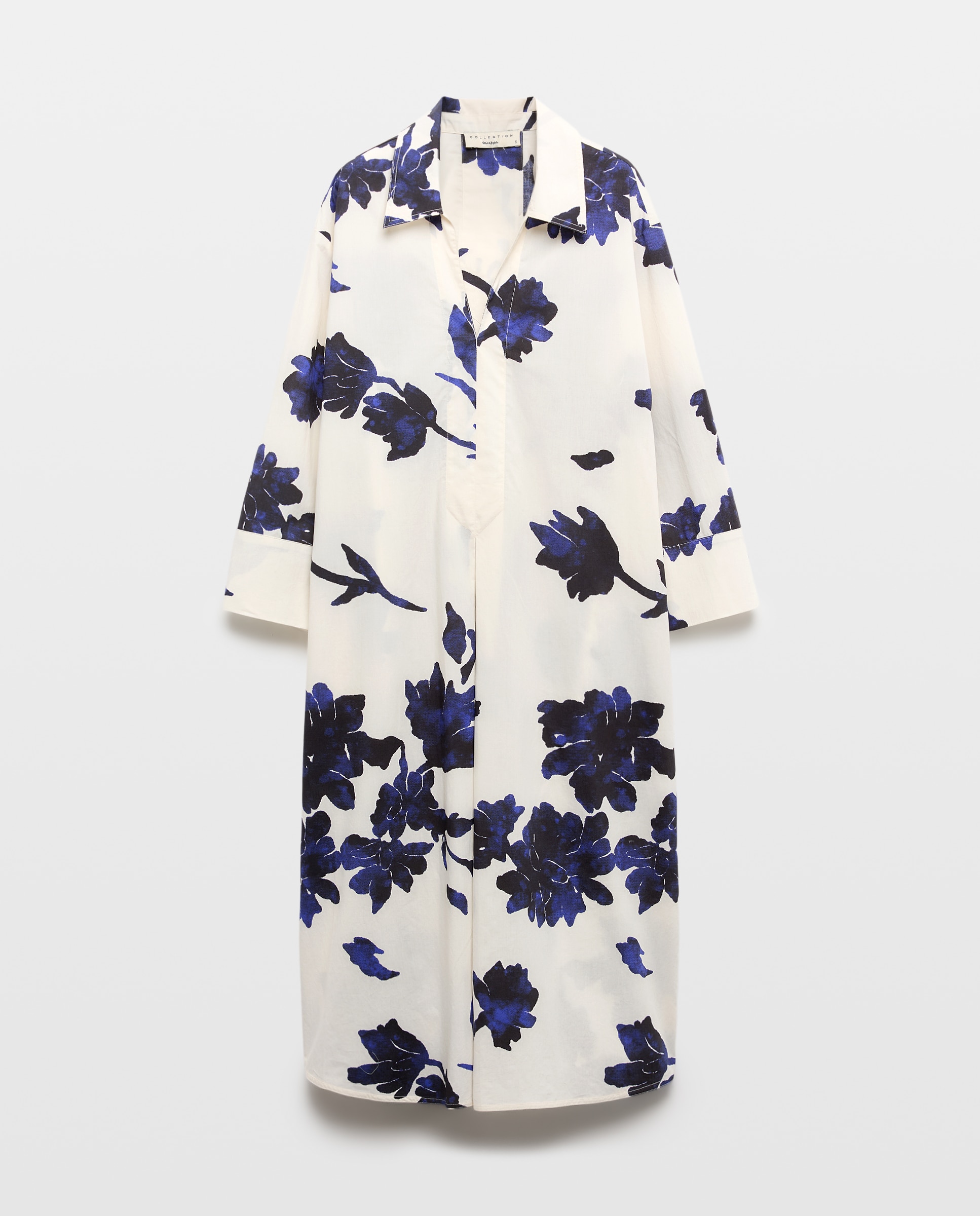 Imagen 6 de Vestido manga larga viscosa estampado - Woman El Corte Inglés - Azul marino Blanco