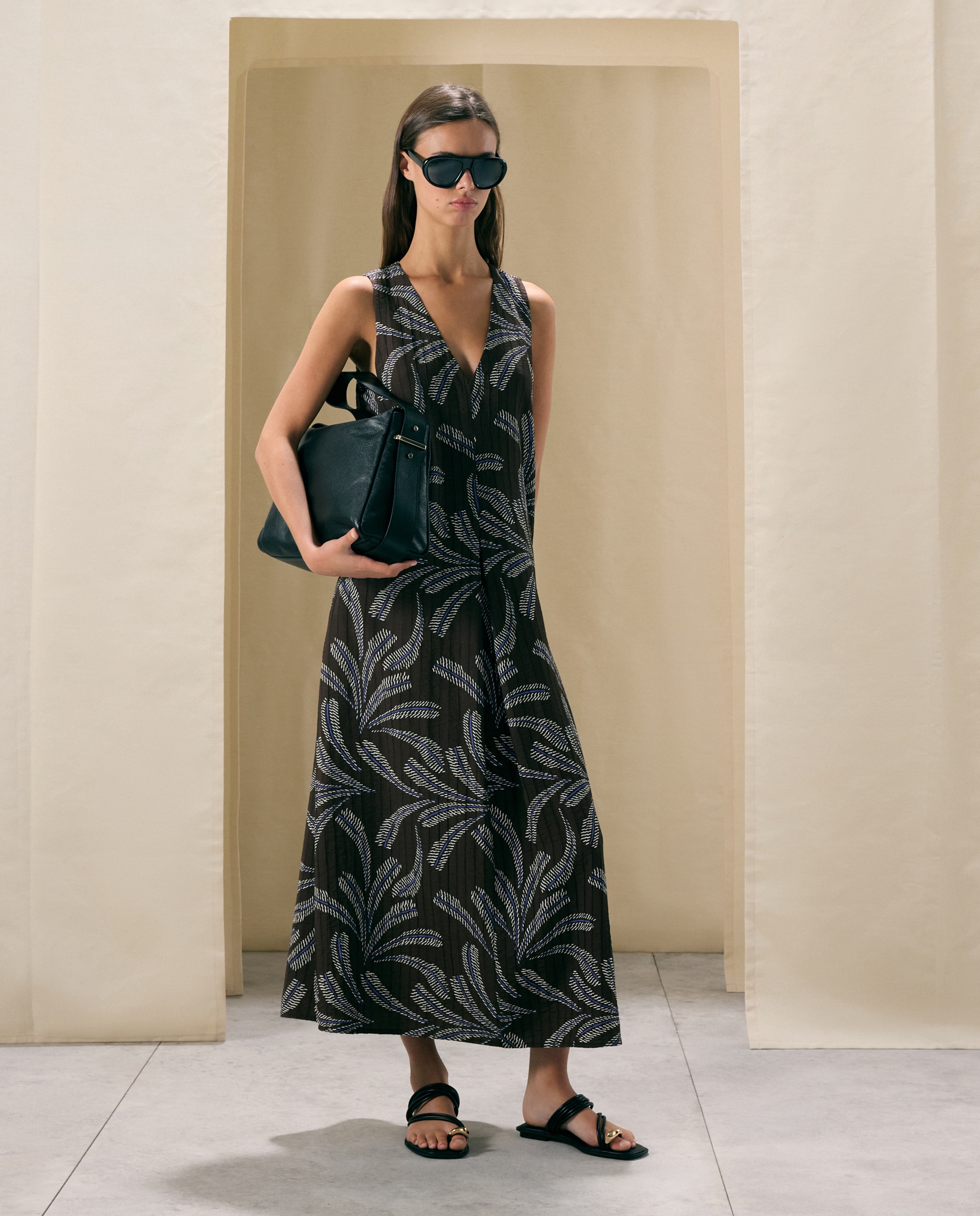 Imagen 1 de Vestido allover print texturado - Woman El Corte Inglés - Marrón Marrón