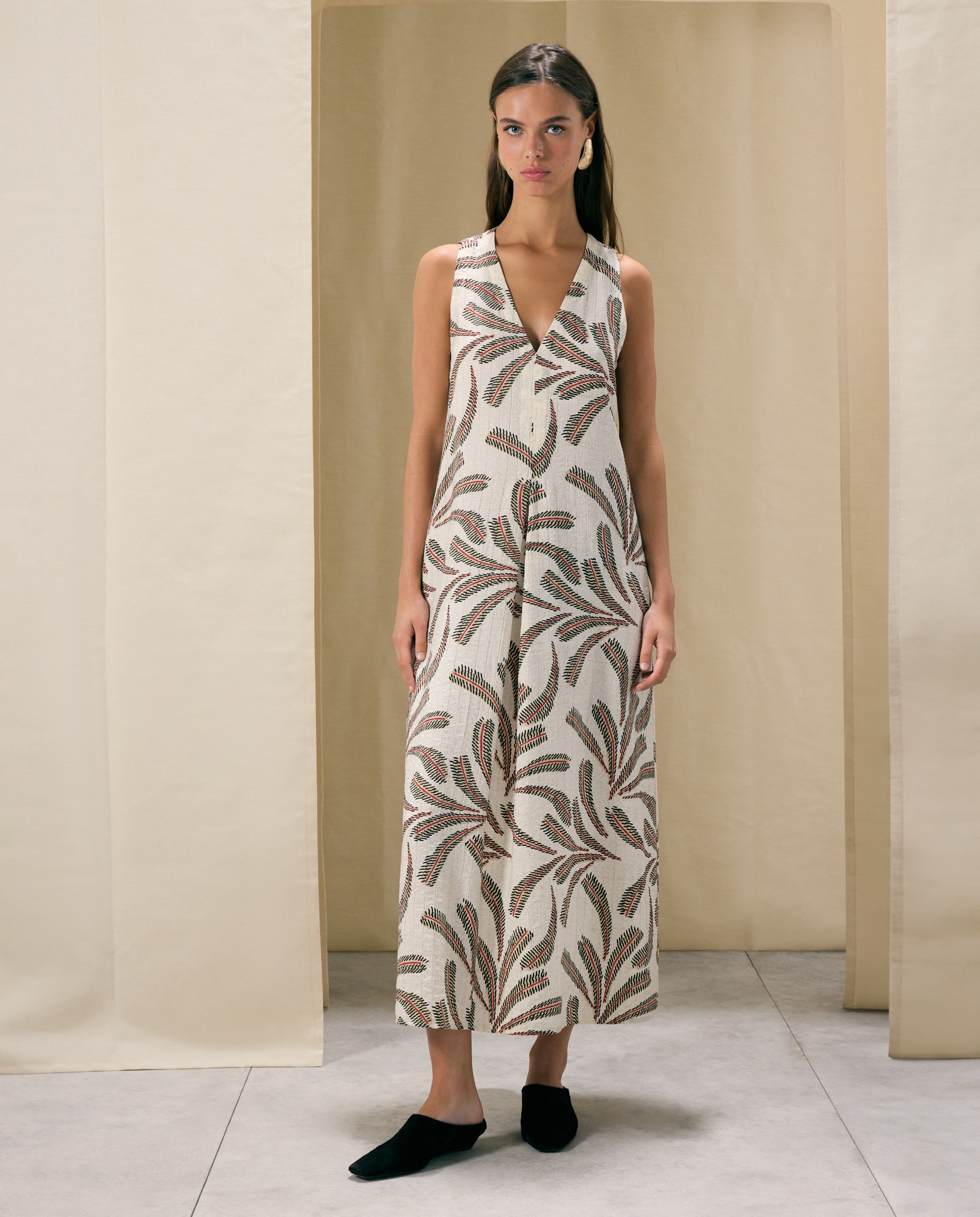 Vestido com All Over Print com Textura Branco-3