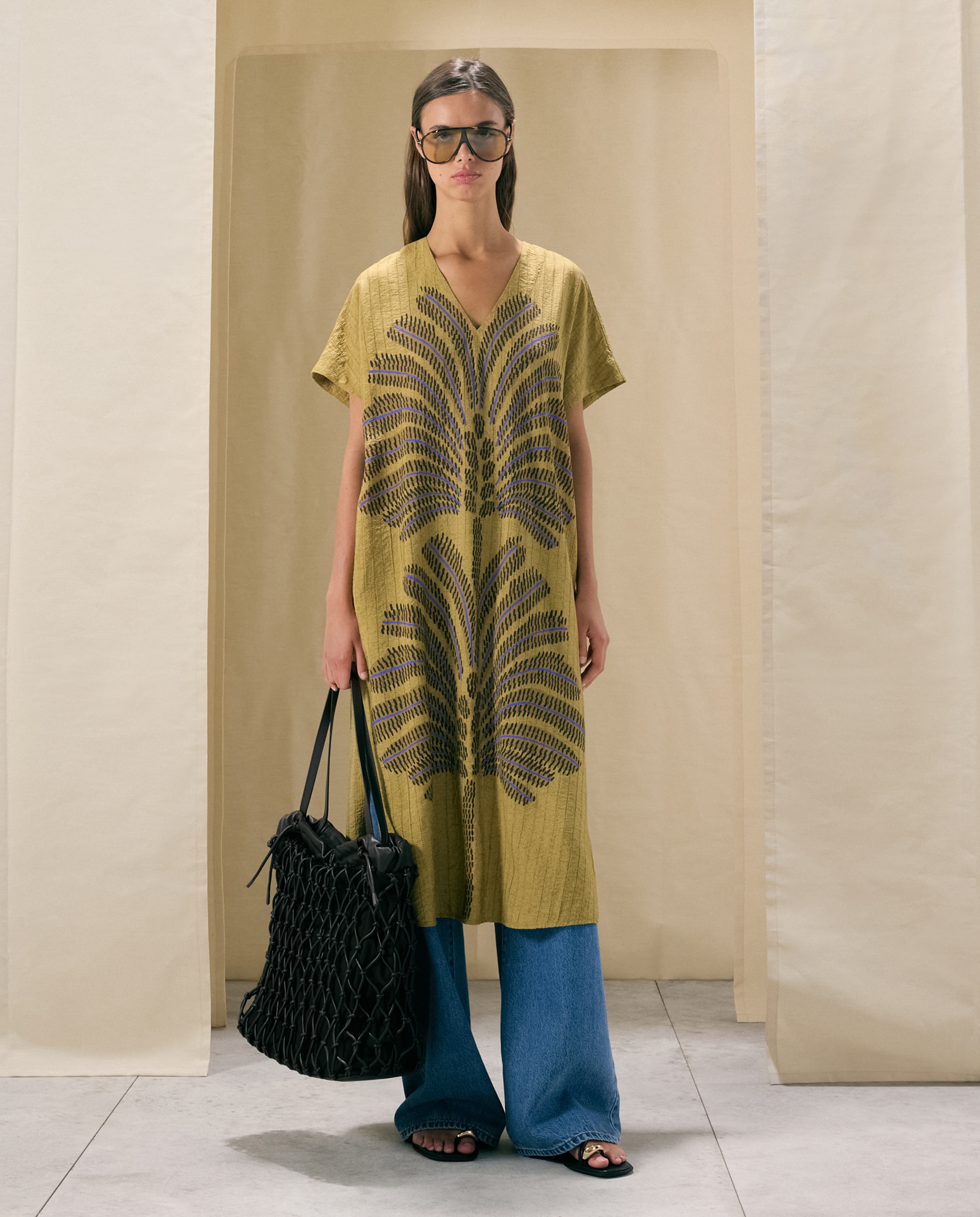 Vestido kaftán palmera - Woman El Corte Inglés - Marrón Marrón-1