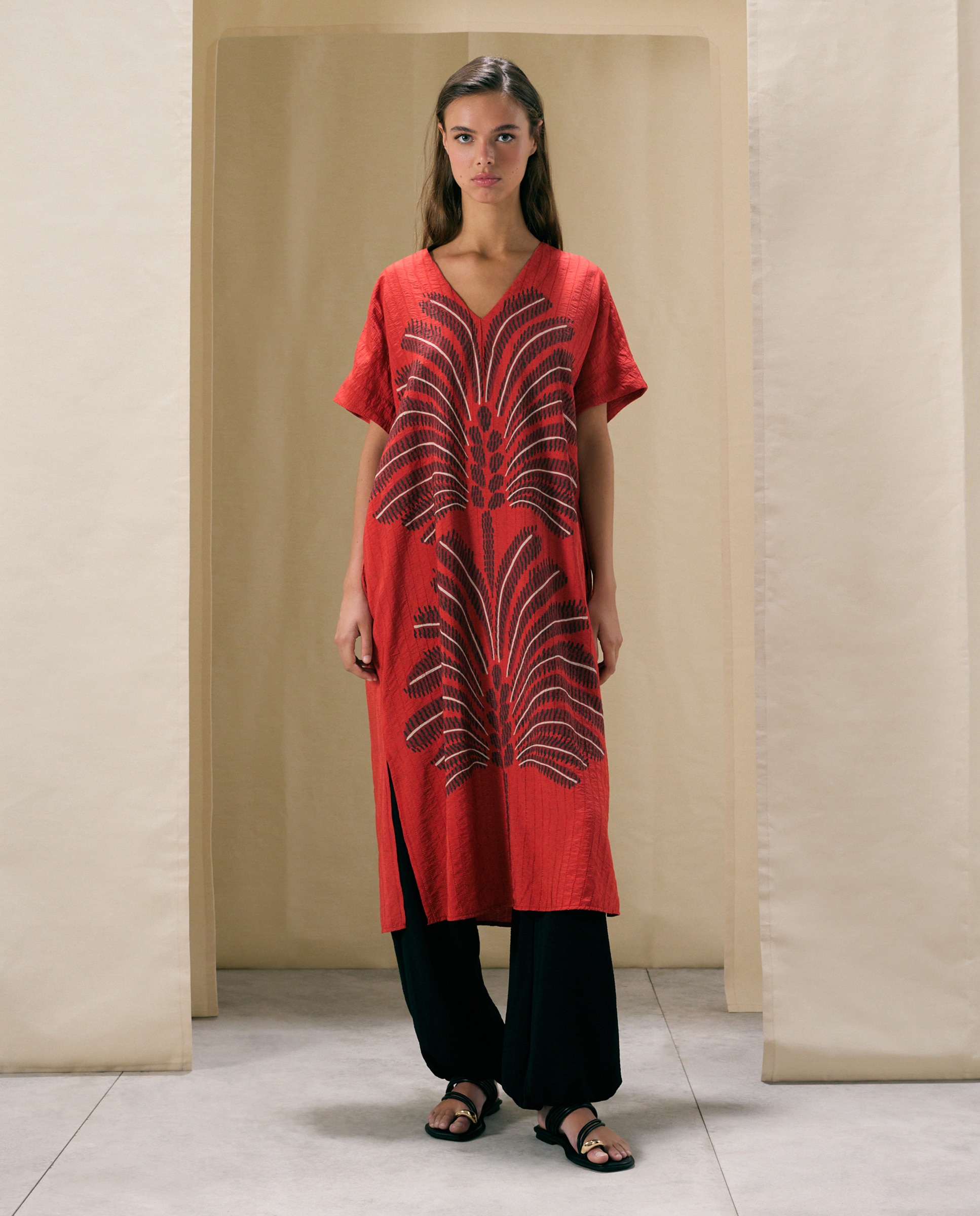 Vestido kaftán palmera - Woman El Corte Inglés - Amarillo Amarillo-1