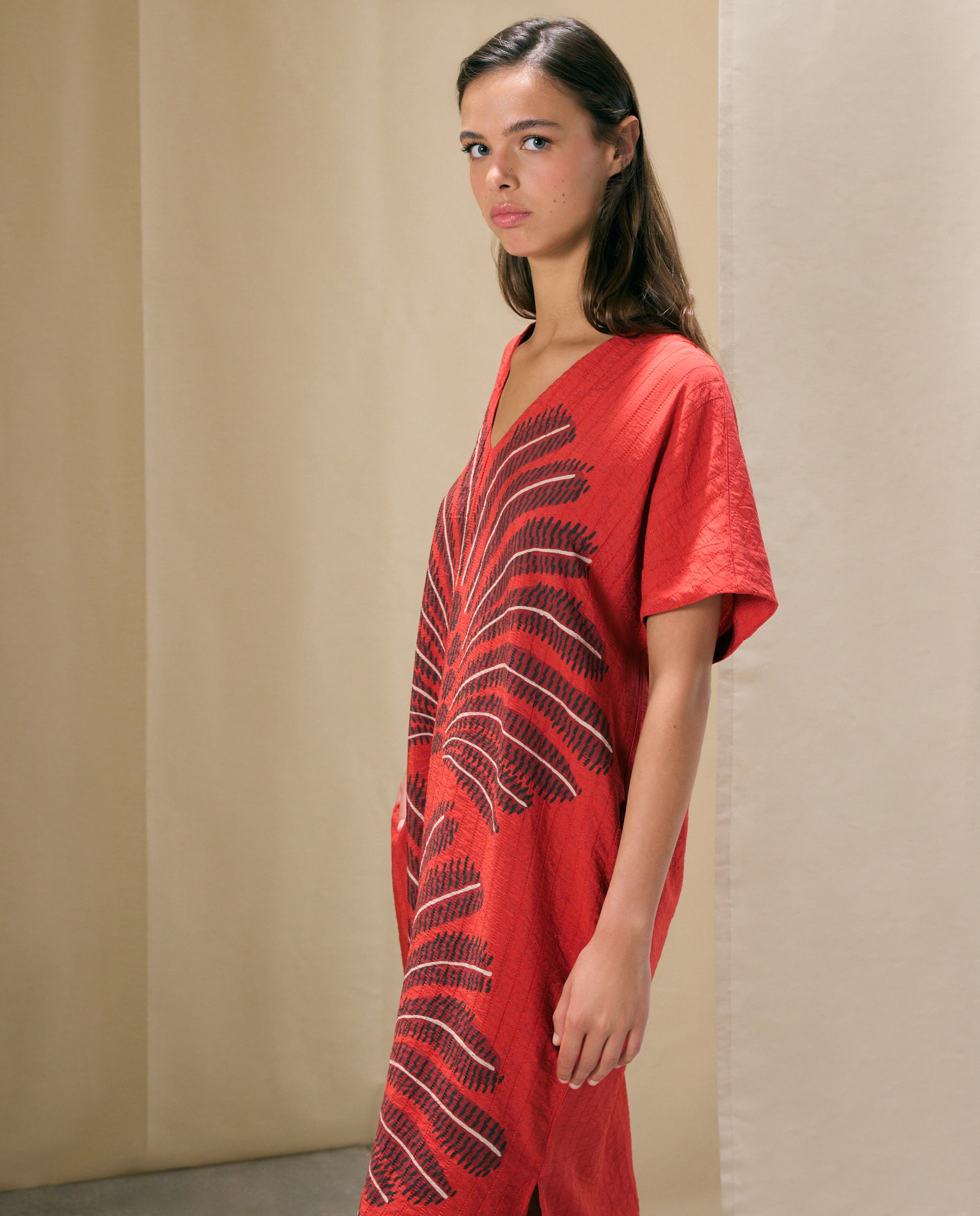 Vestido kaftán palmera - Woman El Corte Inglés - Amarillo Amarillo-3