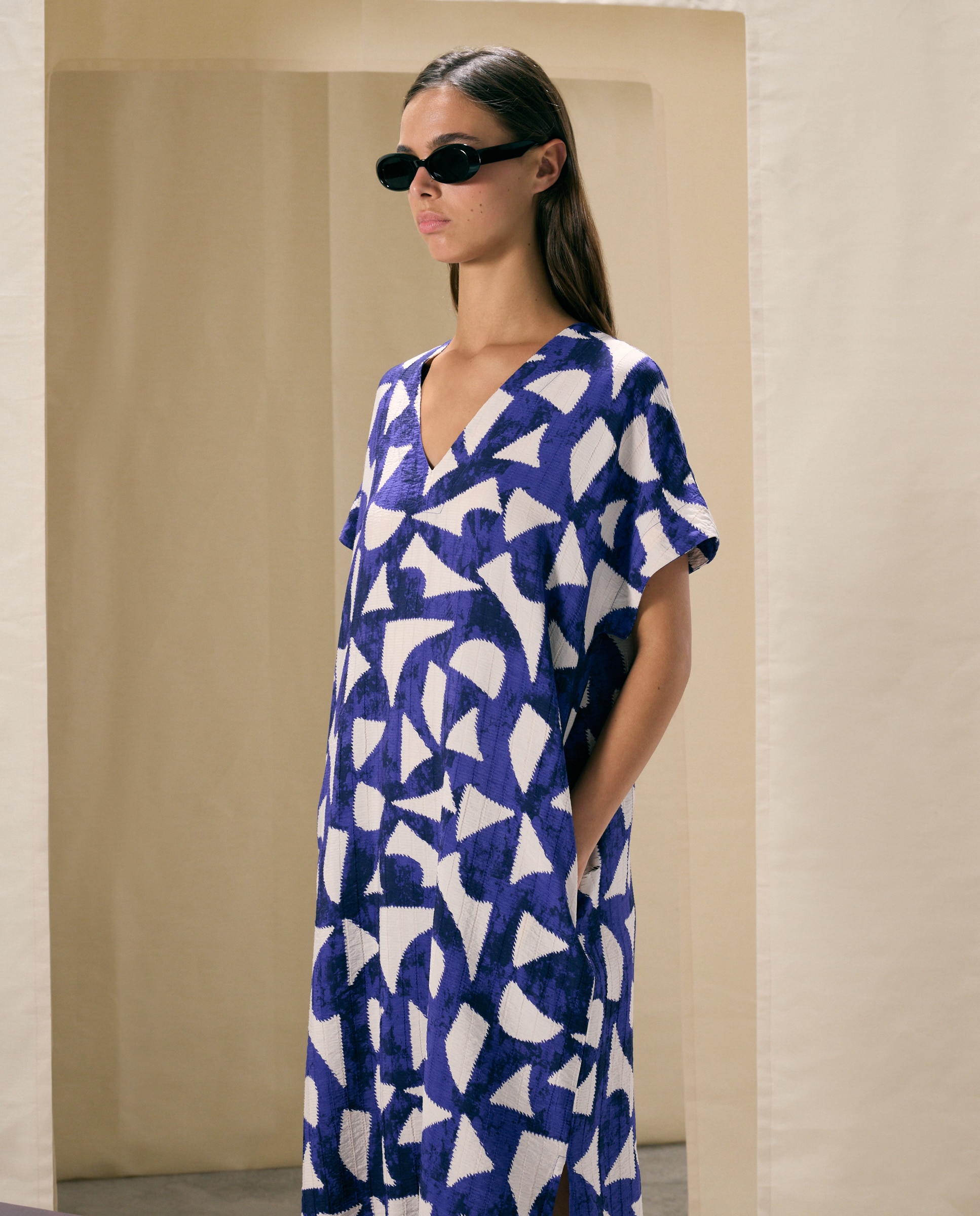 Vestido kaftán palmera - Woman El Corte Inglés - Azul Azul-1