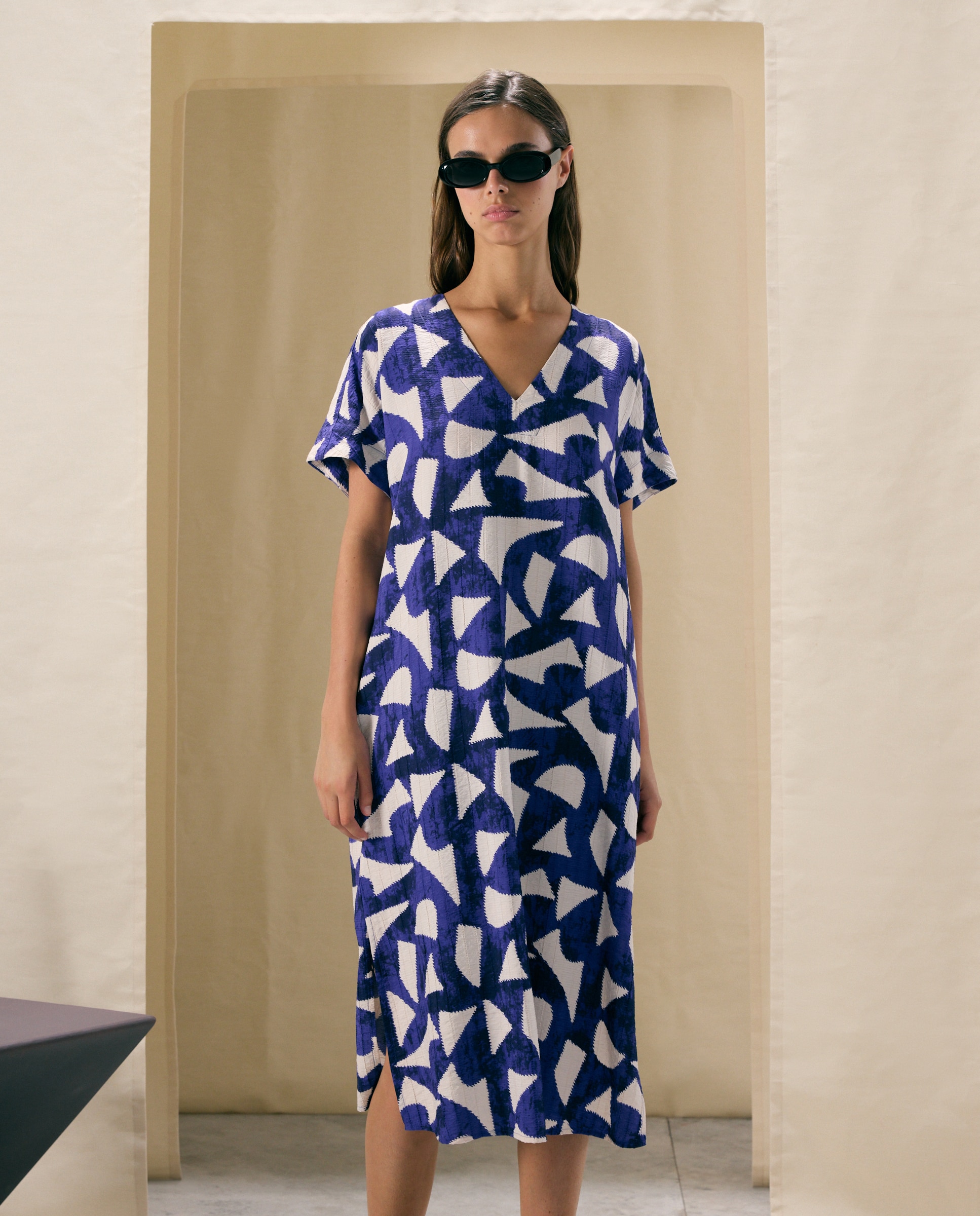 Vestido kaftán palmera - Woman El Corte Inglés - Azul Azul-2