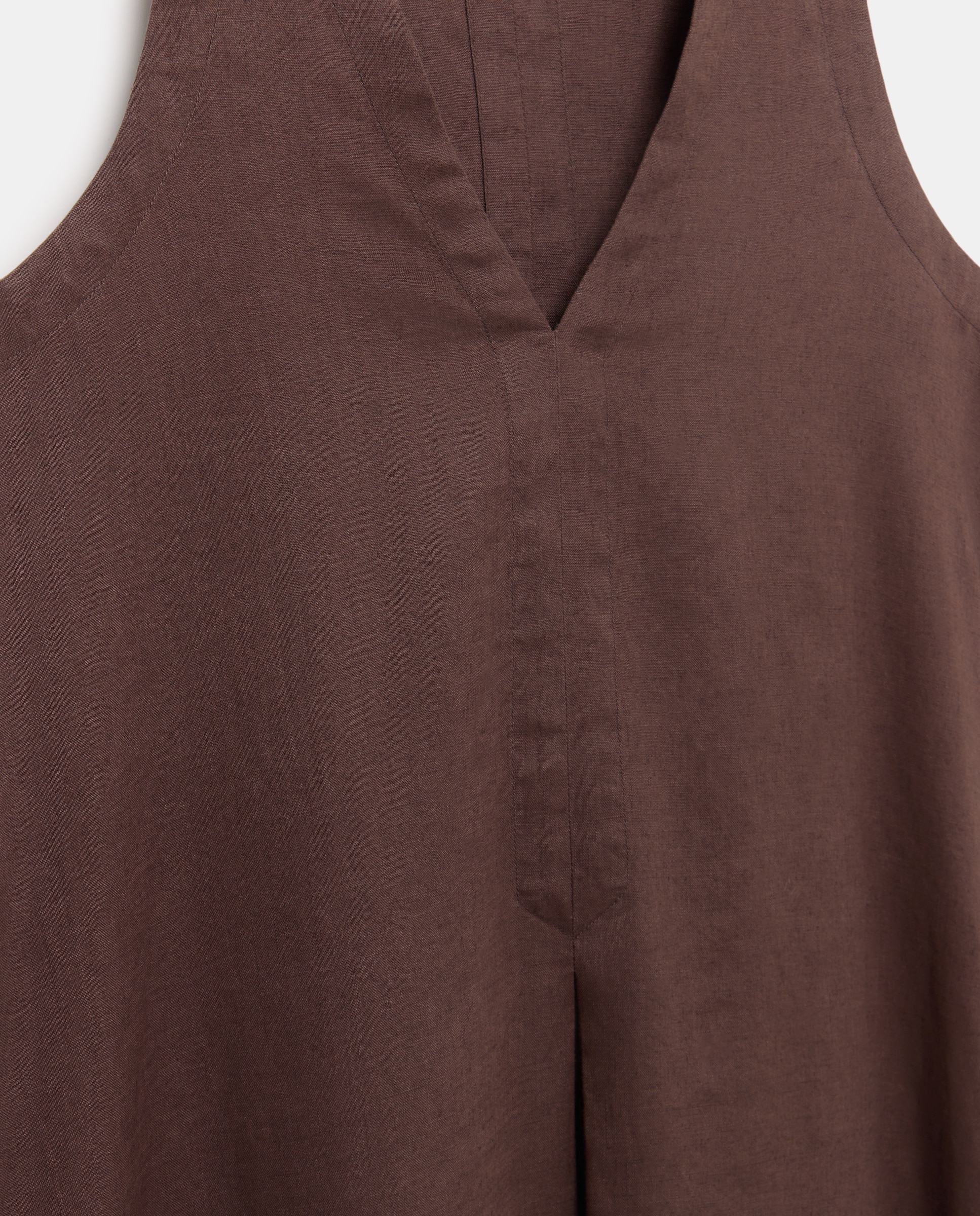 Vestido Comprido de Linho sem Mangas Chocolate-5