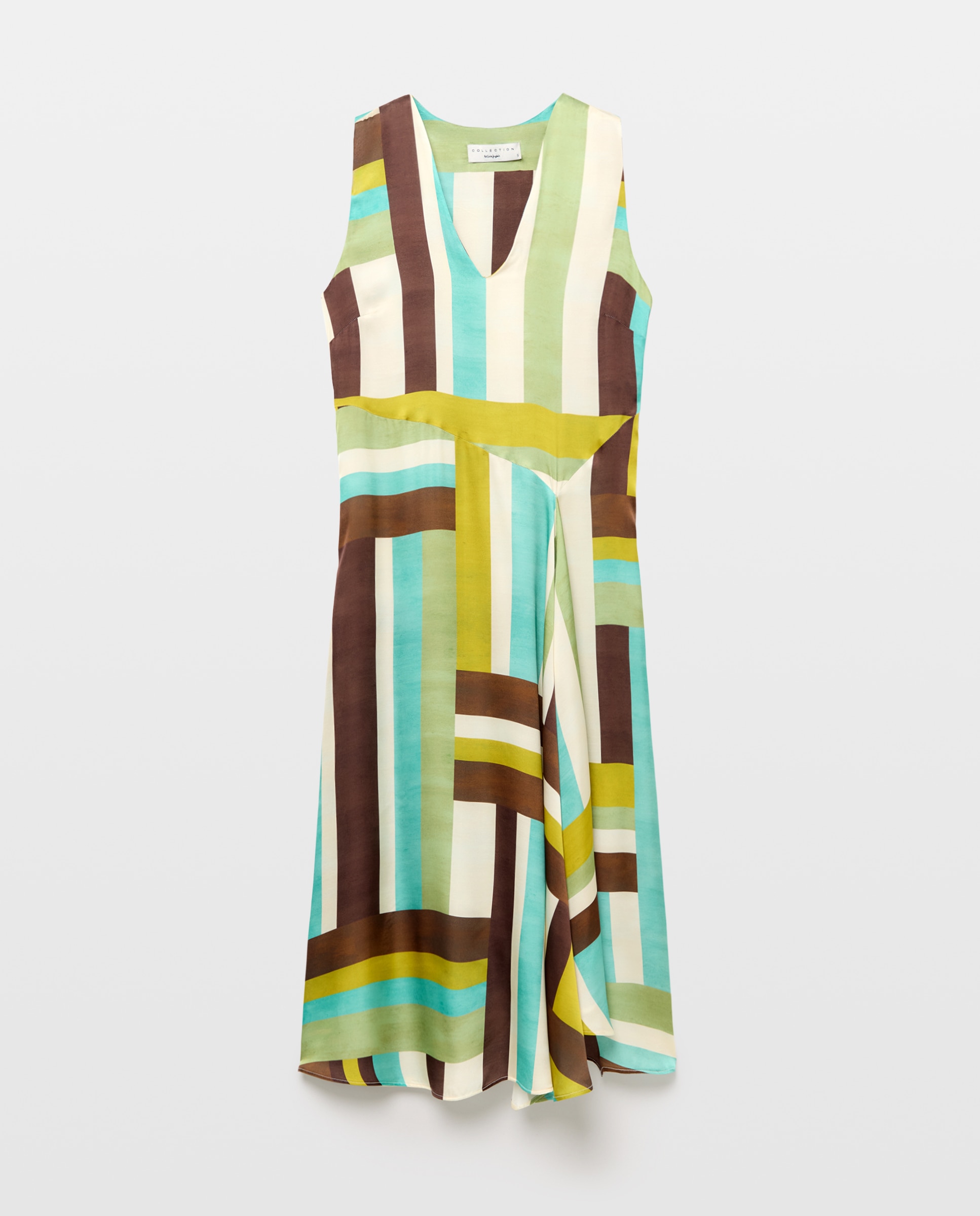 Vestido Acetinado Estampado Azul-5