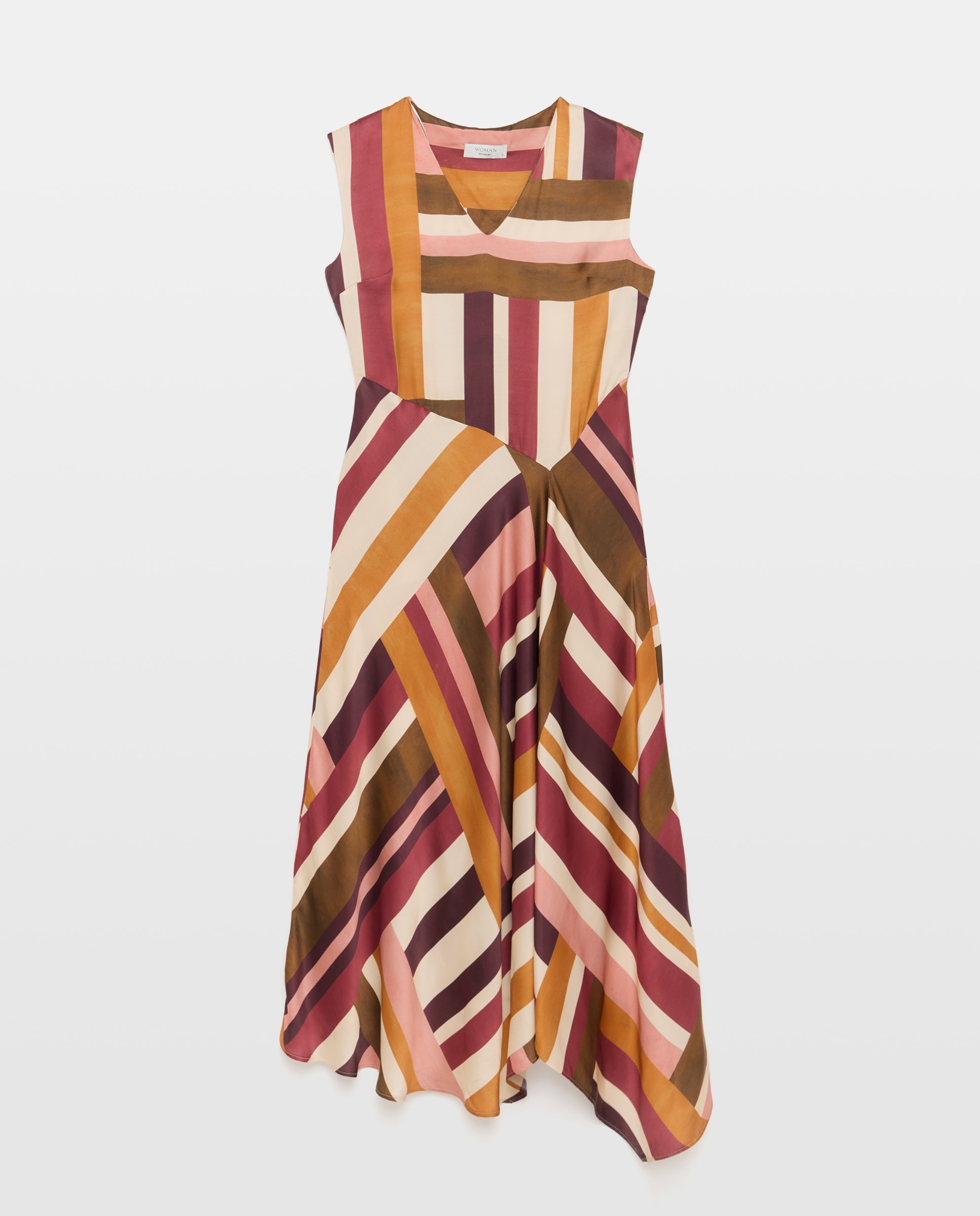 Vestido Acetinado Estampado Castanho-5