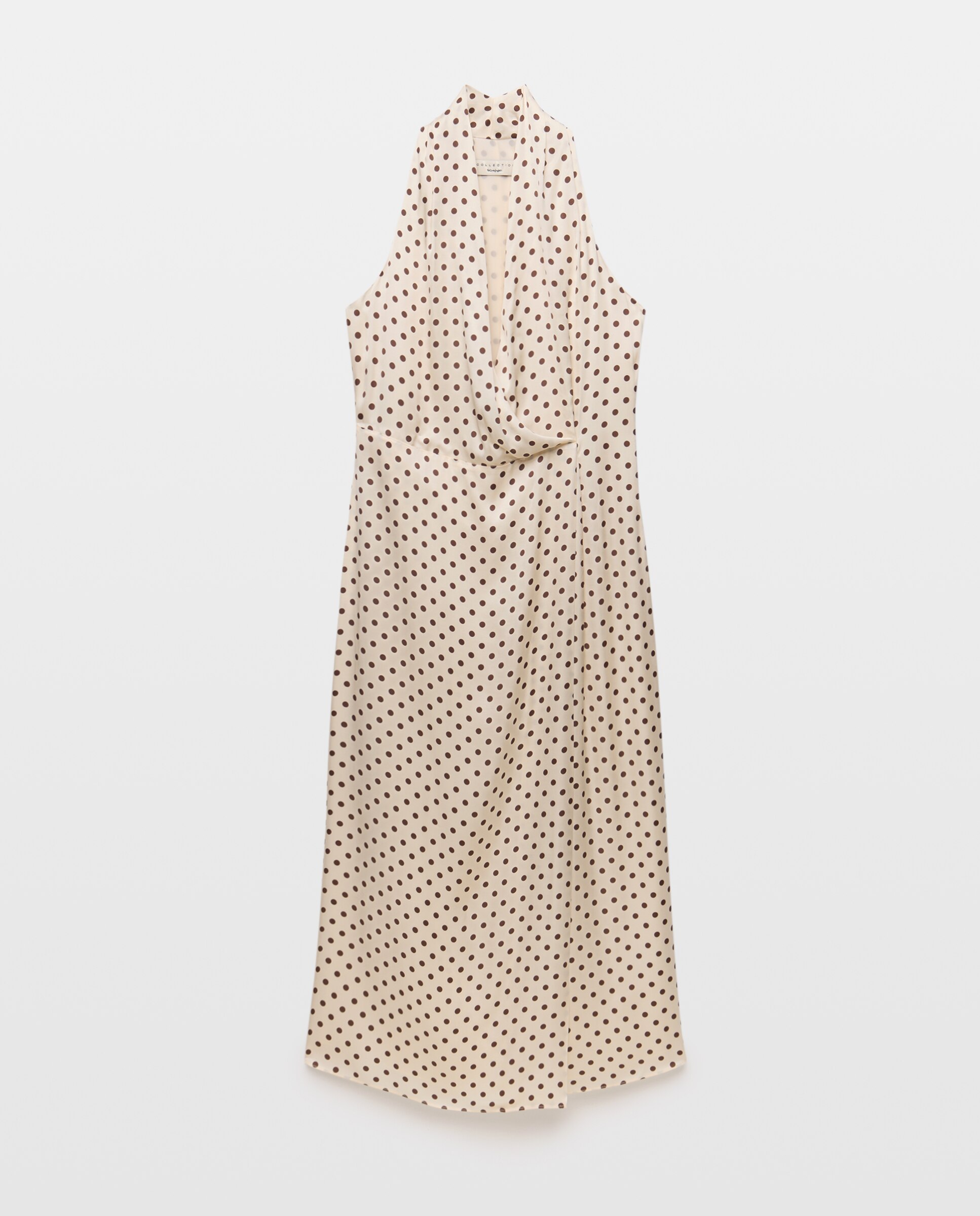 Vestido de Gola Halter com Estampado Branco-4