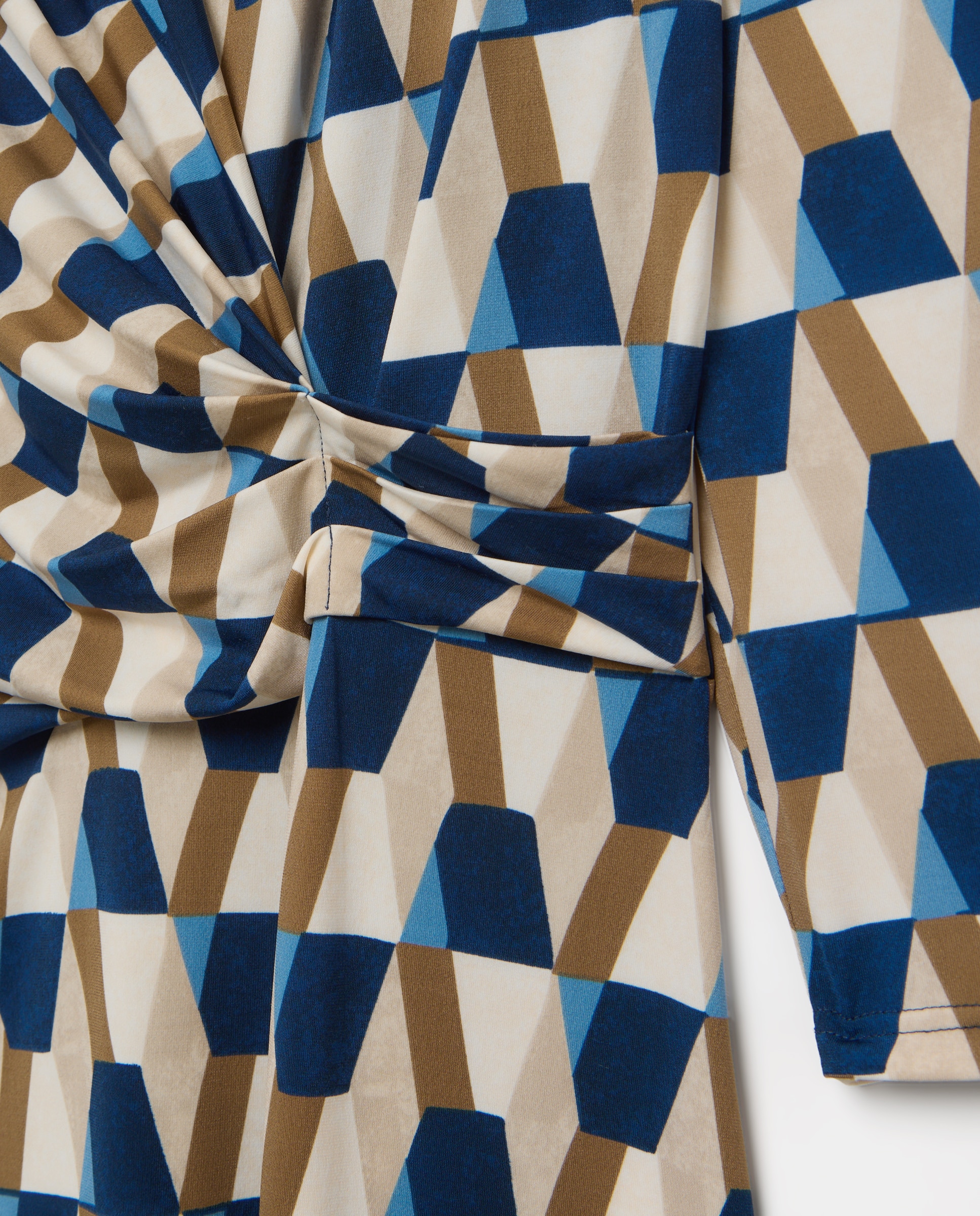 Vestido midi de manga comprida Azul-5
