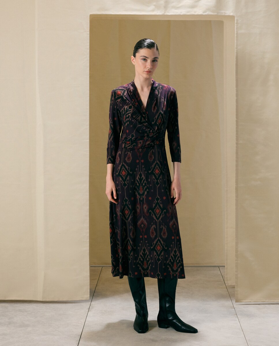 Imagen 0 de Vestido midi evase de manga larga Morado